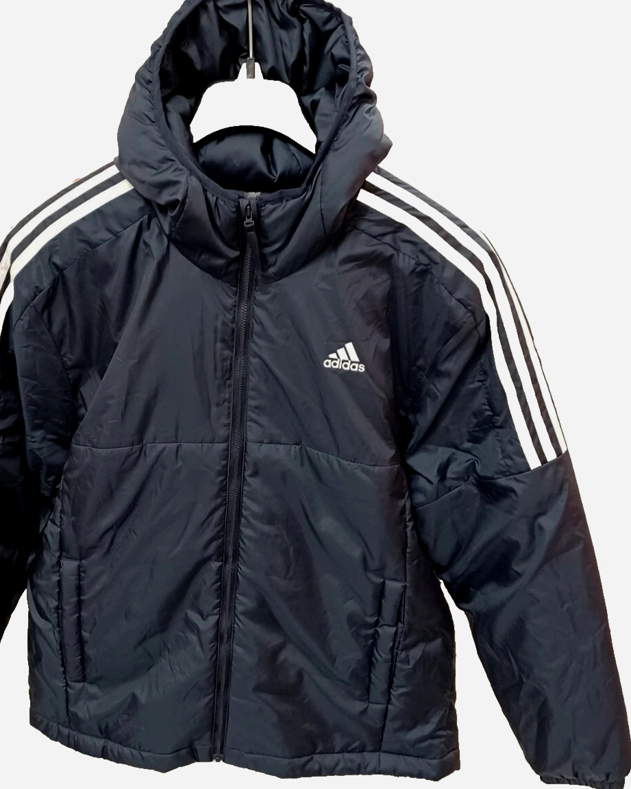 Adidas Essentials Mens size L Navy Insulated Hooded Puffer Outdoor Jacket GT9165