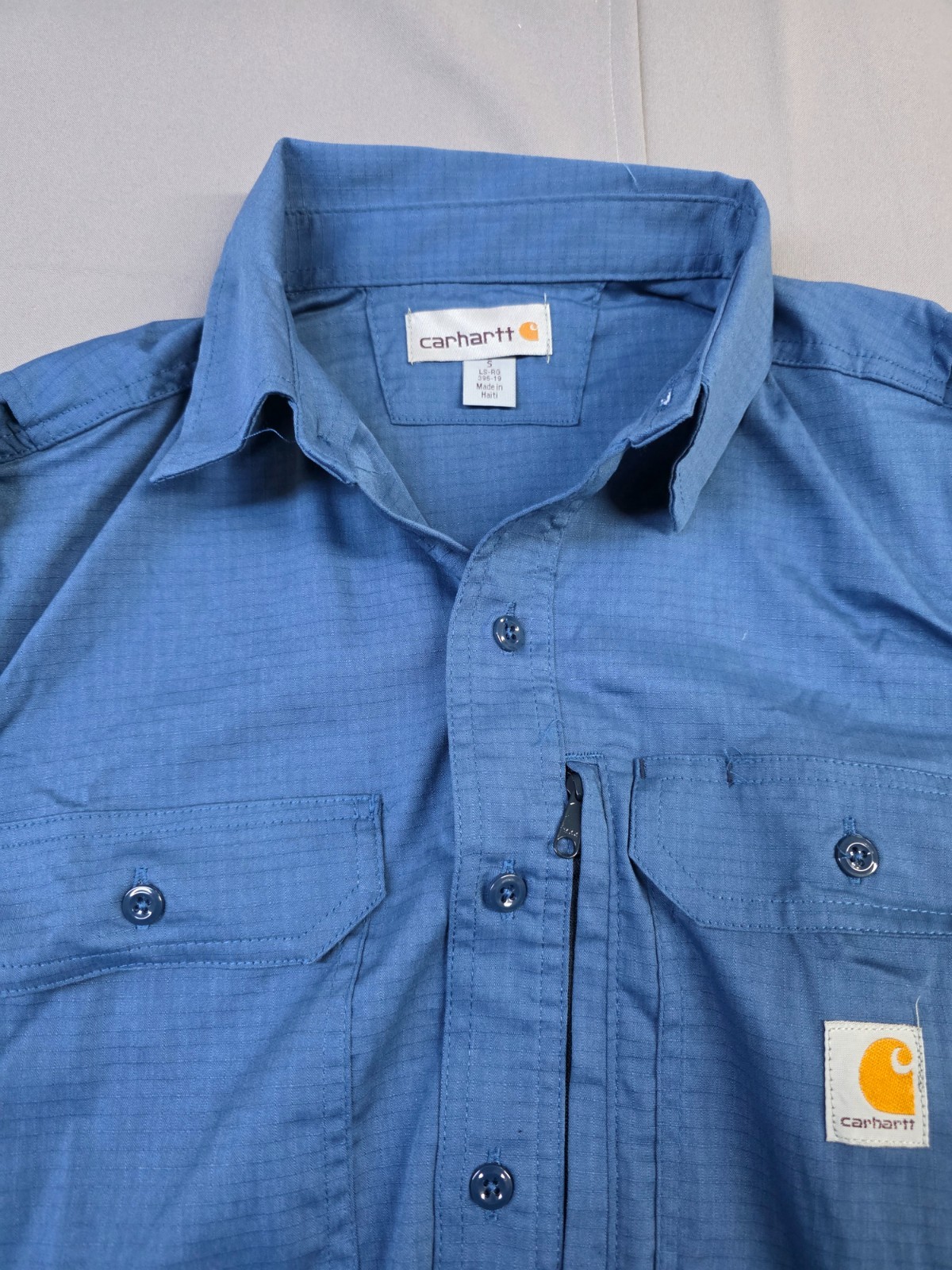 Carhartt Mens Long-Sleeve Button-Down Work Shirt, Blue