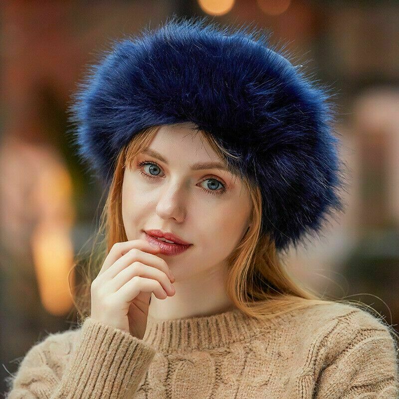 Women’s Fluffy Faux Fox Fur Hat Unisex Winter Ear Head Warmer Ski Hats Cap USA