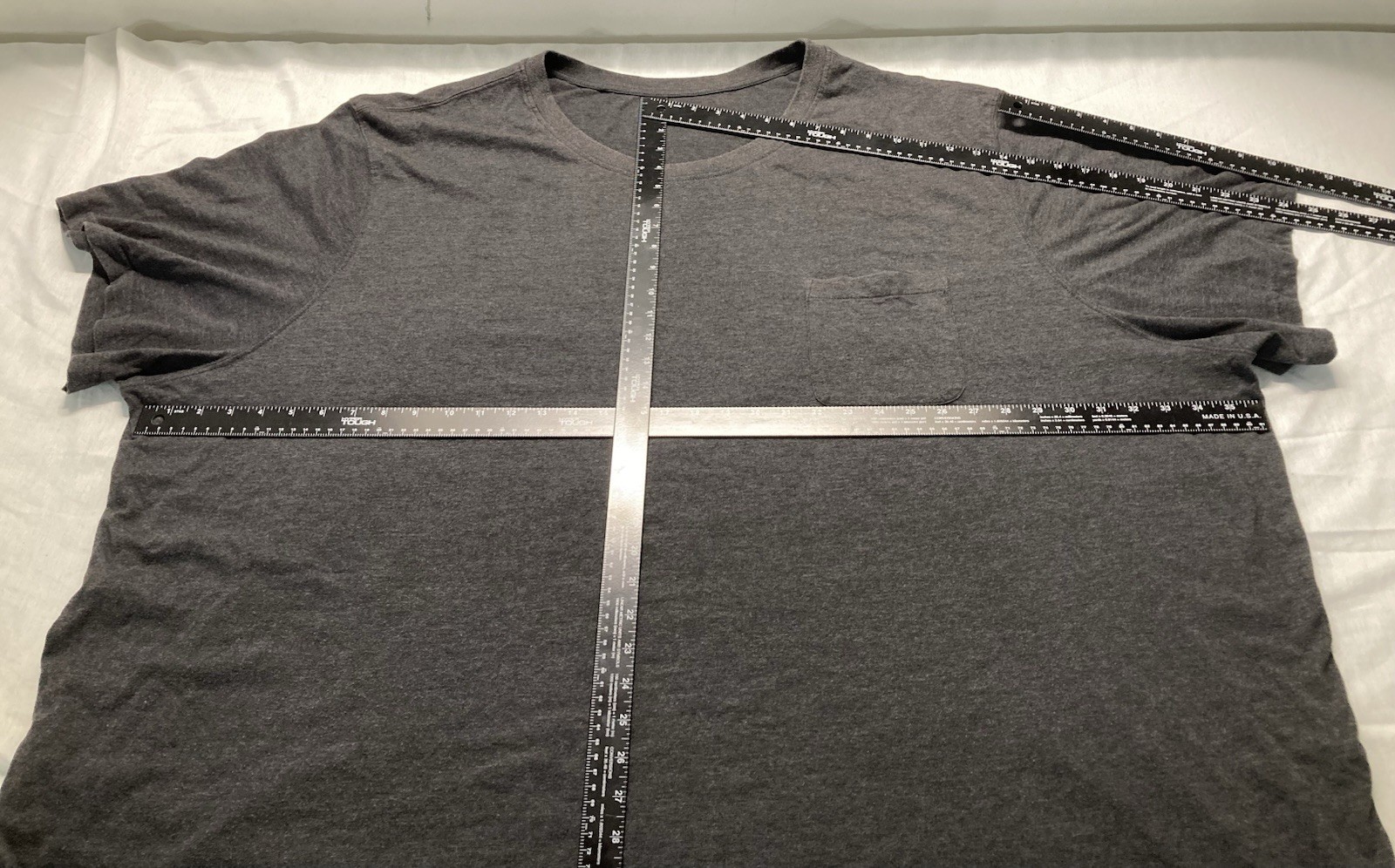 men’s 7xl big Kingsize crewneck s sleeve pocket tee shirt Heather Charcoal Grey