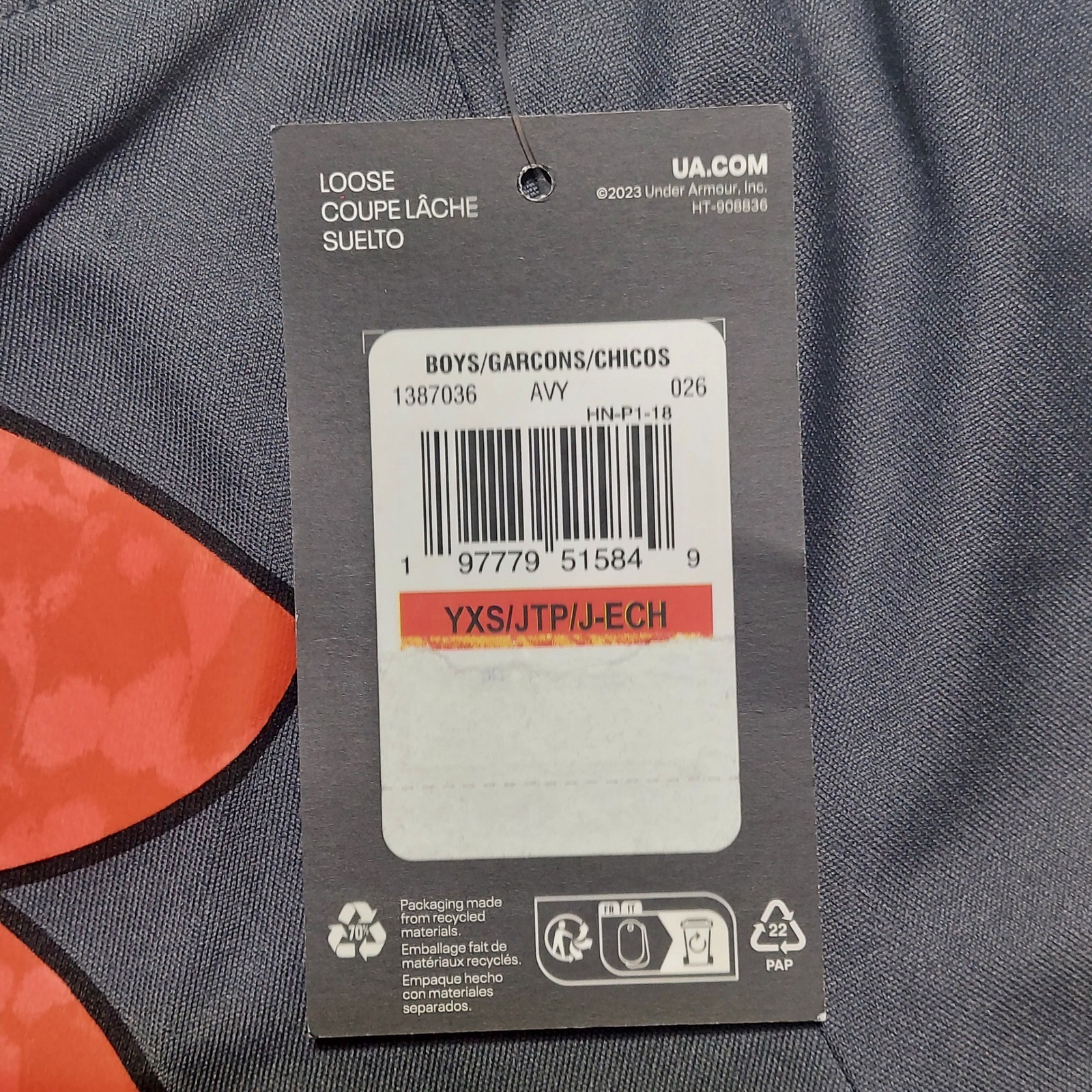 Under Armour T-Shirt Boys YXS Grey Brand New Orange Camo Logo Graphic Tee