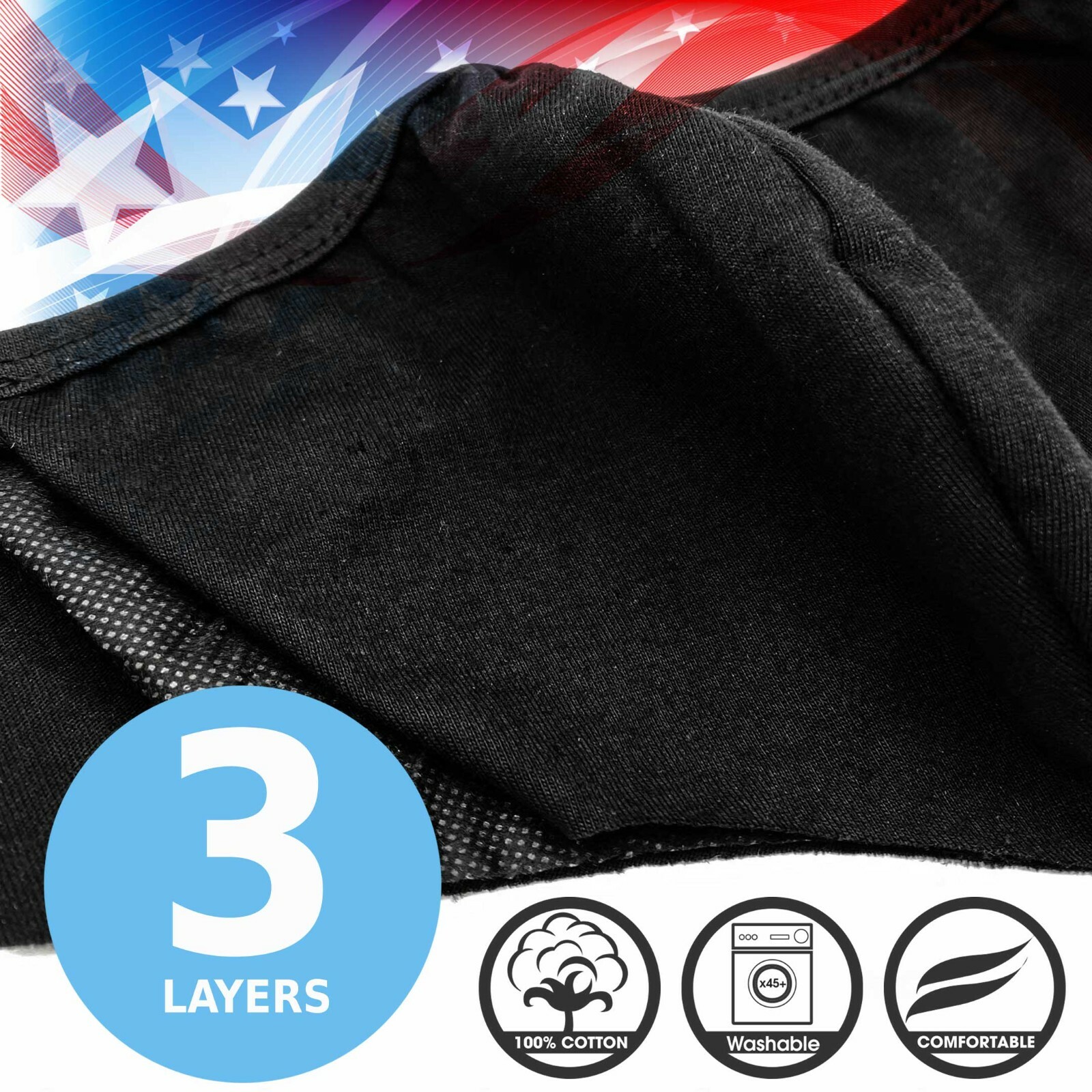 (10 Pack) Reusable Washable Soft Cotton Fashion Face Mask Premium Unisex (Black)