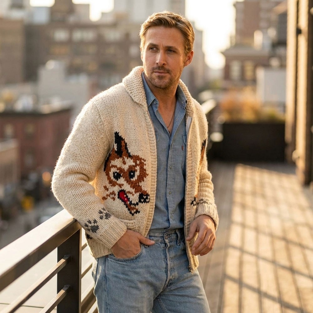 Project Inspired Hail Mary Ryan Dr. Ryland Grace Cardigan Fox Wolf Sweater