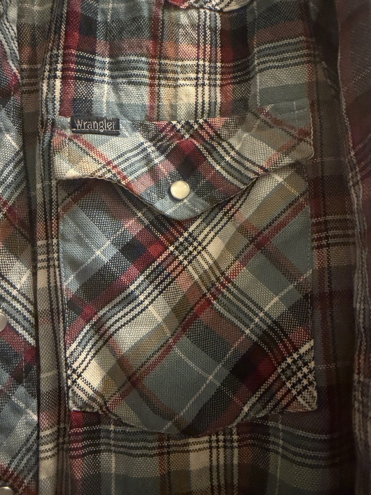 Wrangler Plaid Pearl Buttons Western Button-Up Shirt Jacket Men S Long Sleeve