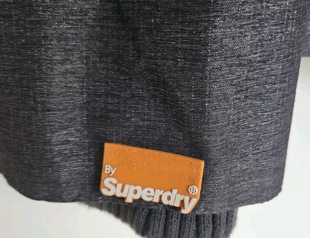 SUPERDRY WINDCHEATER MENS UK SIZE MEDIUM CHARCOAL GREY & ORANGE COAT