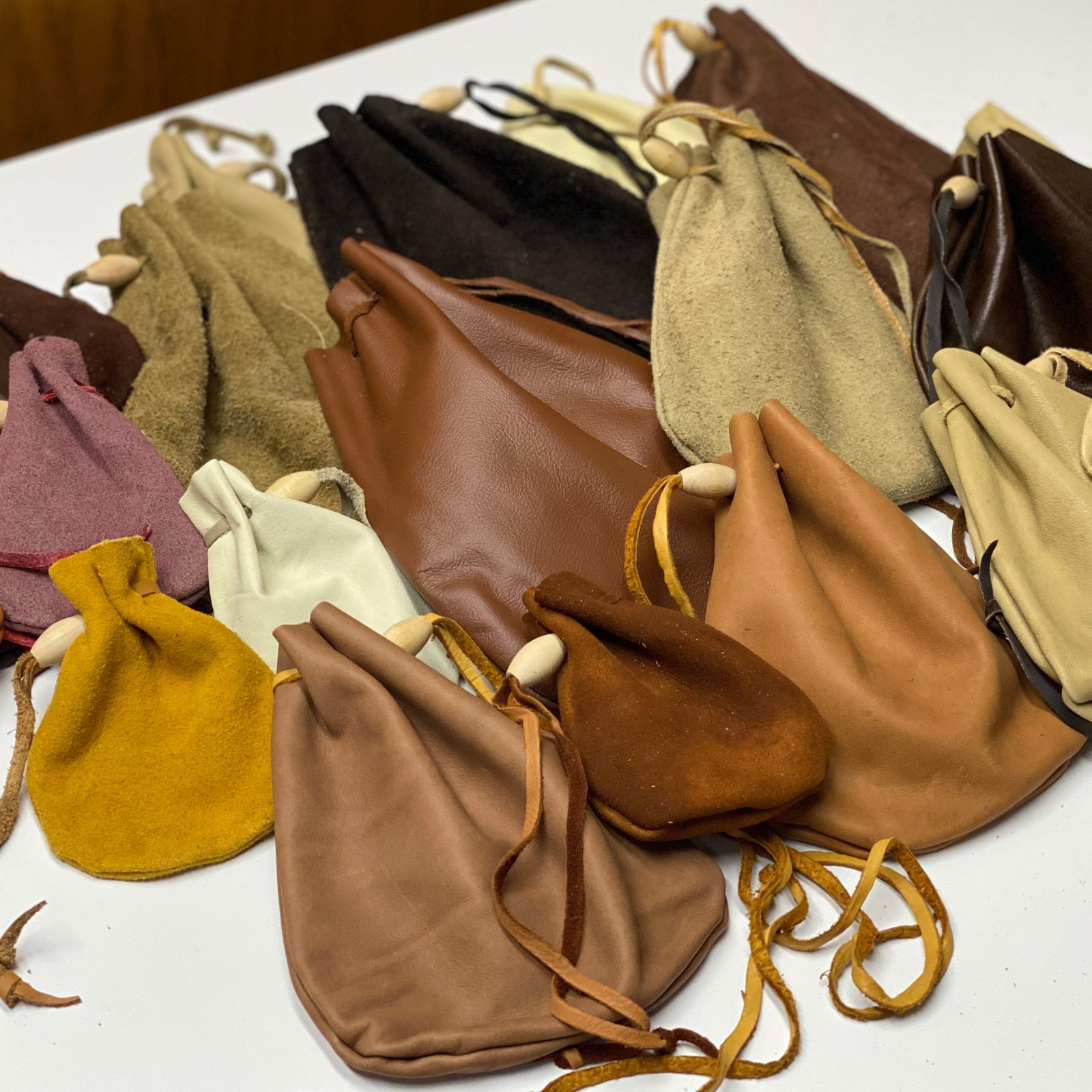 Leather Drawstring Pouch – Suede or Grain Keepsake Holder Bag