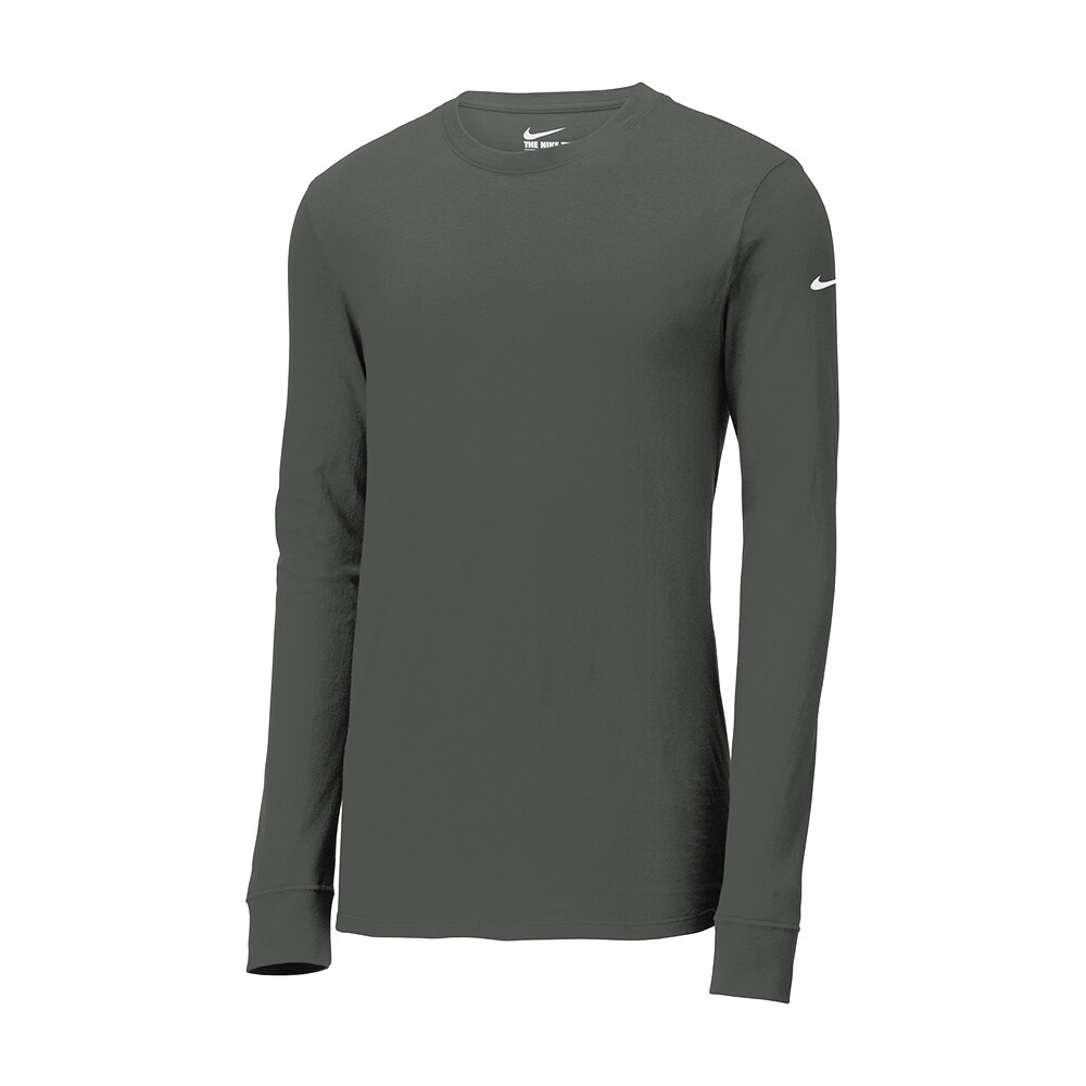 Nike Men’s Size S-4XL Dri-FIT Cotton/Poly Long Sleeve Tee Athletic Swoosh Shirt