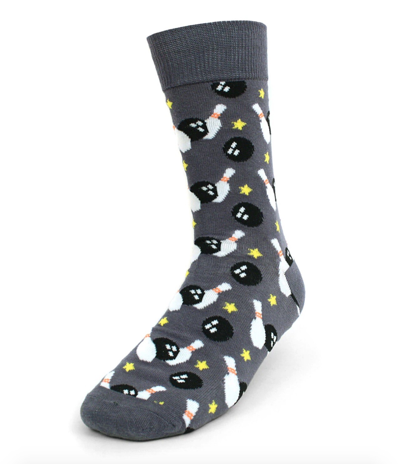 Urban Peacock Men’s Novelty Fun Crew Socks – Bowling – Grey, 1 Pair