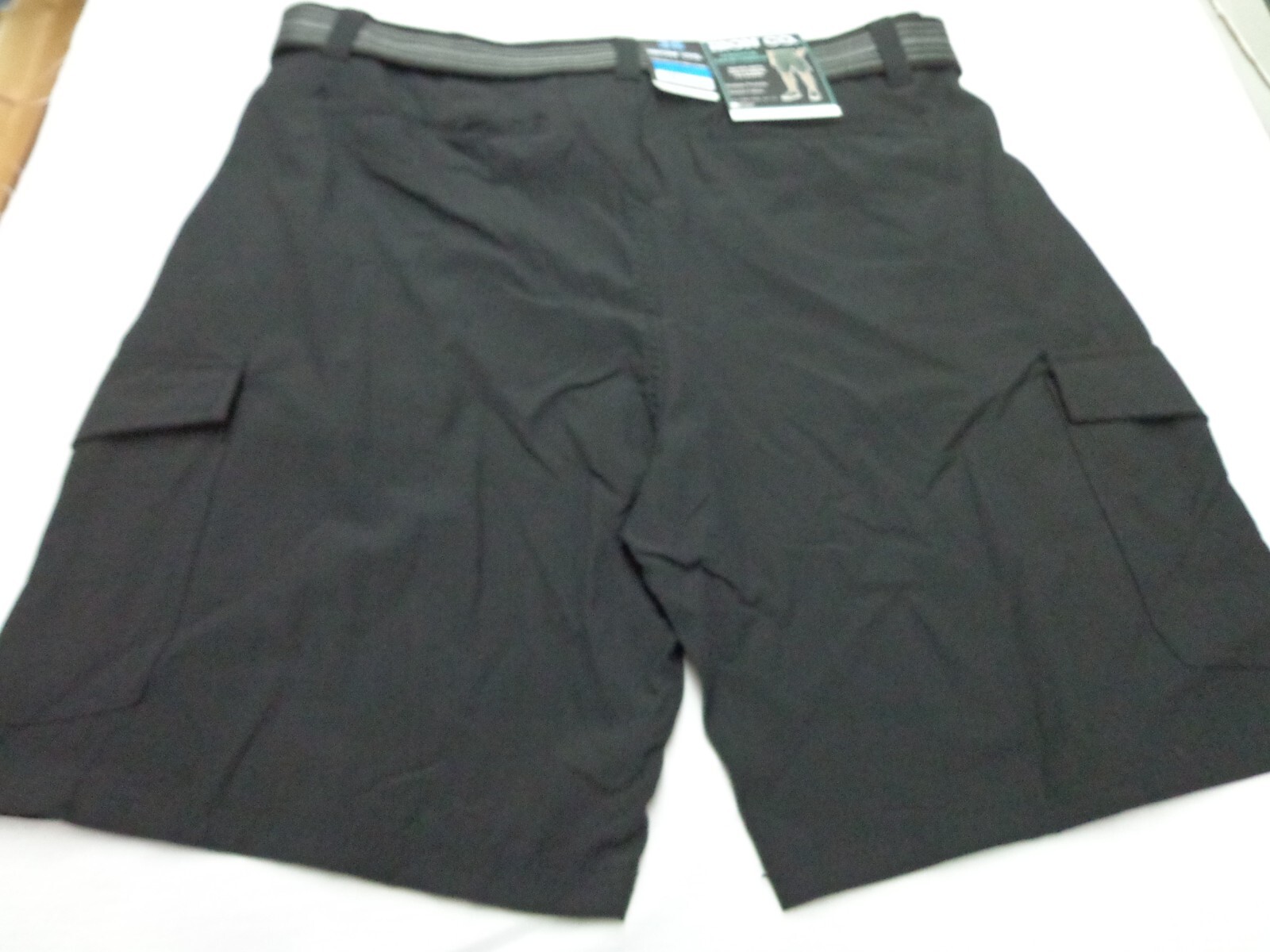 IRON CO. ‘Warder’ Stretch Tech Cargo Belted Shorts Black Size 36 NEW