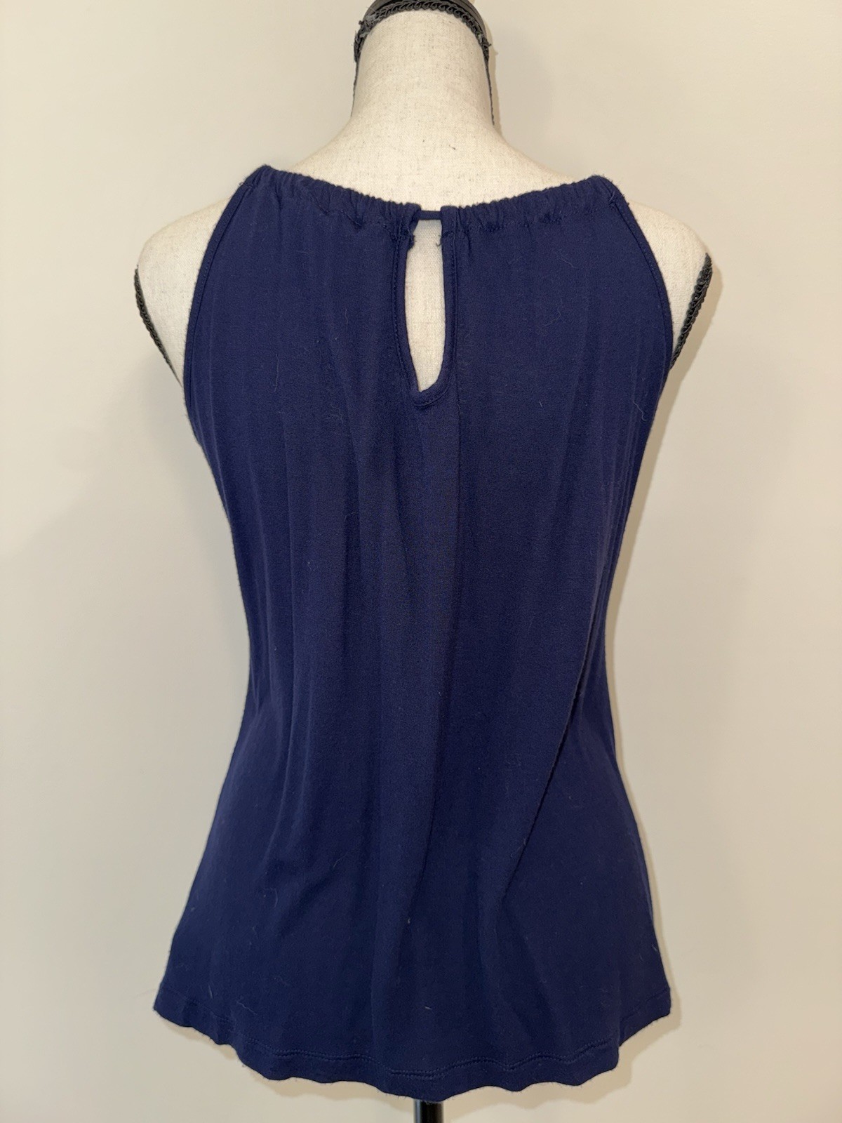 Old Navy Navy Blue Sleeveless Rayon Tie Neck Blouse Top Women’s Medium M