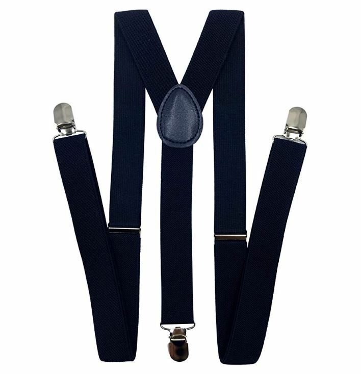 Navy Blue Color of Mens Suspender & Bow Tie Wedding Formal Dress Accessories