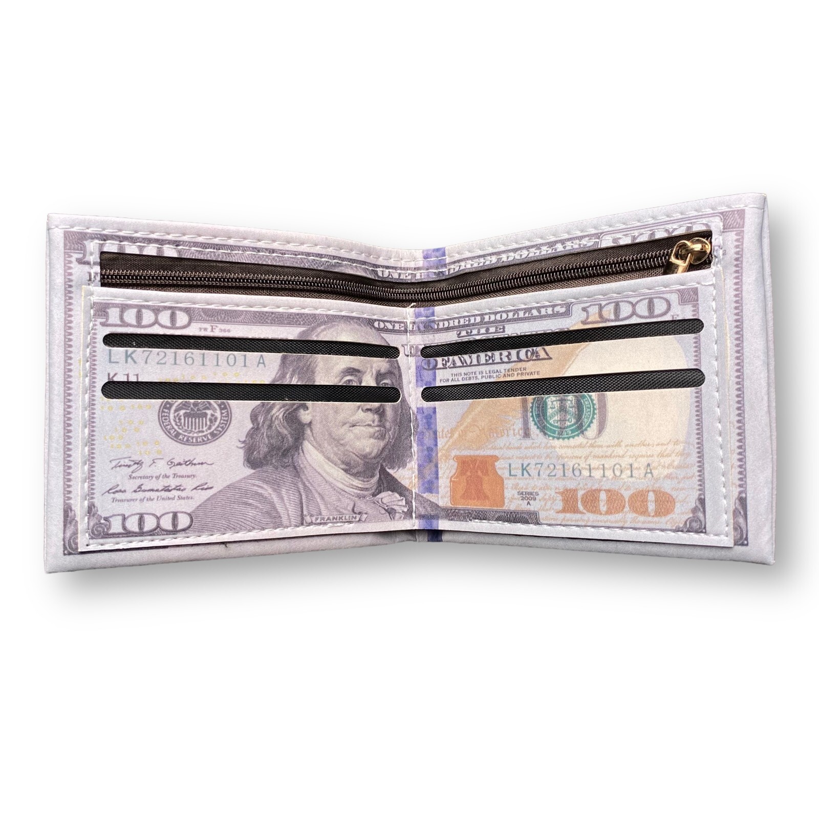 Mens 100 Bill Printed Leather Bifold Novelty Wallet