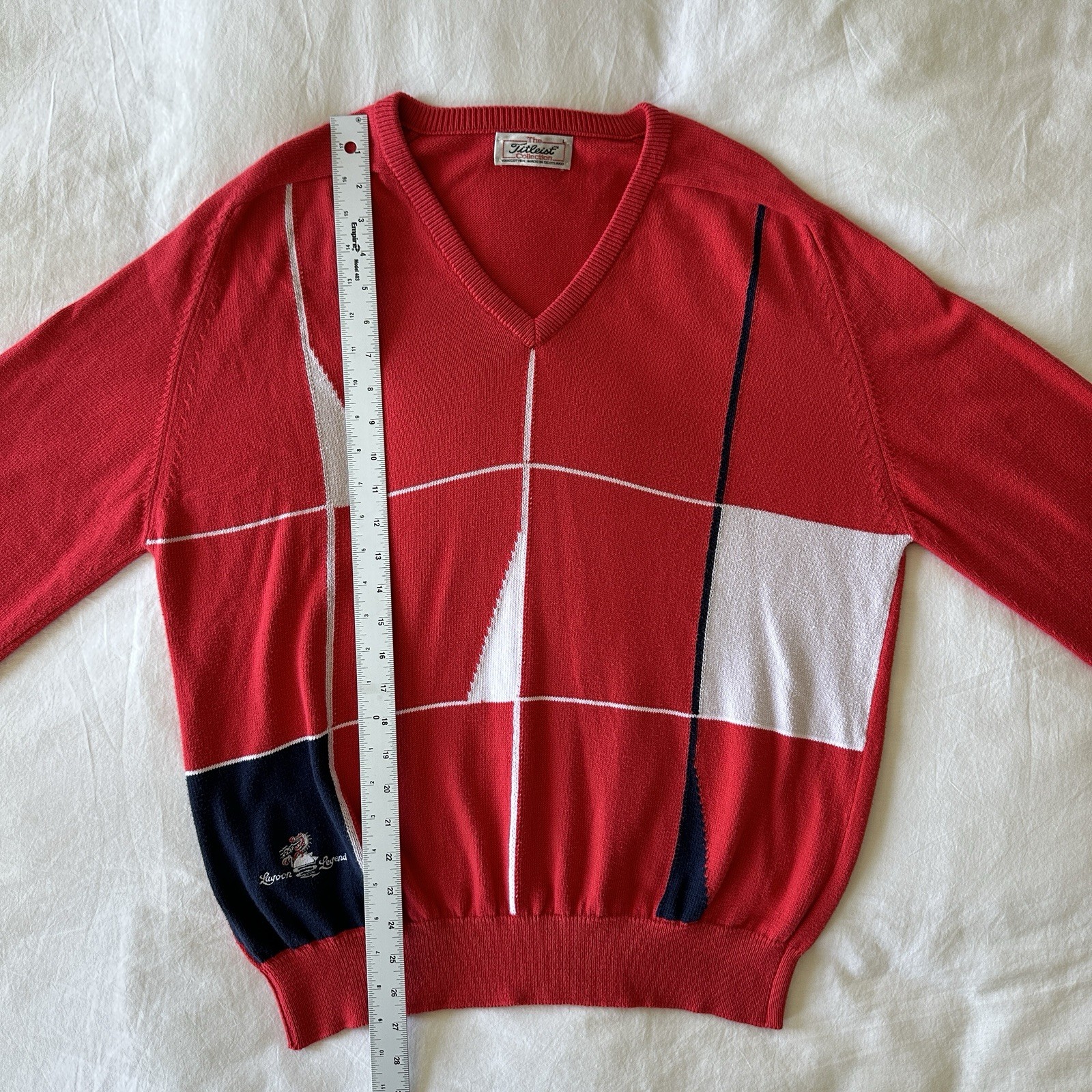 Vintage Titleist Golf Sweater Men’s L Made In Scotland 100% Cotton Red 80s 90s