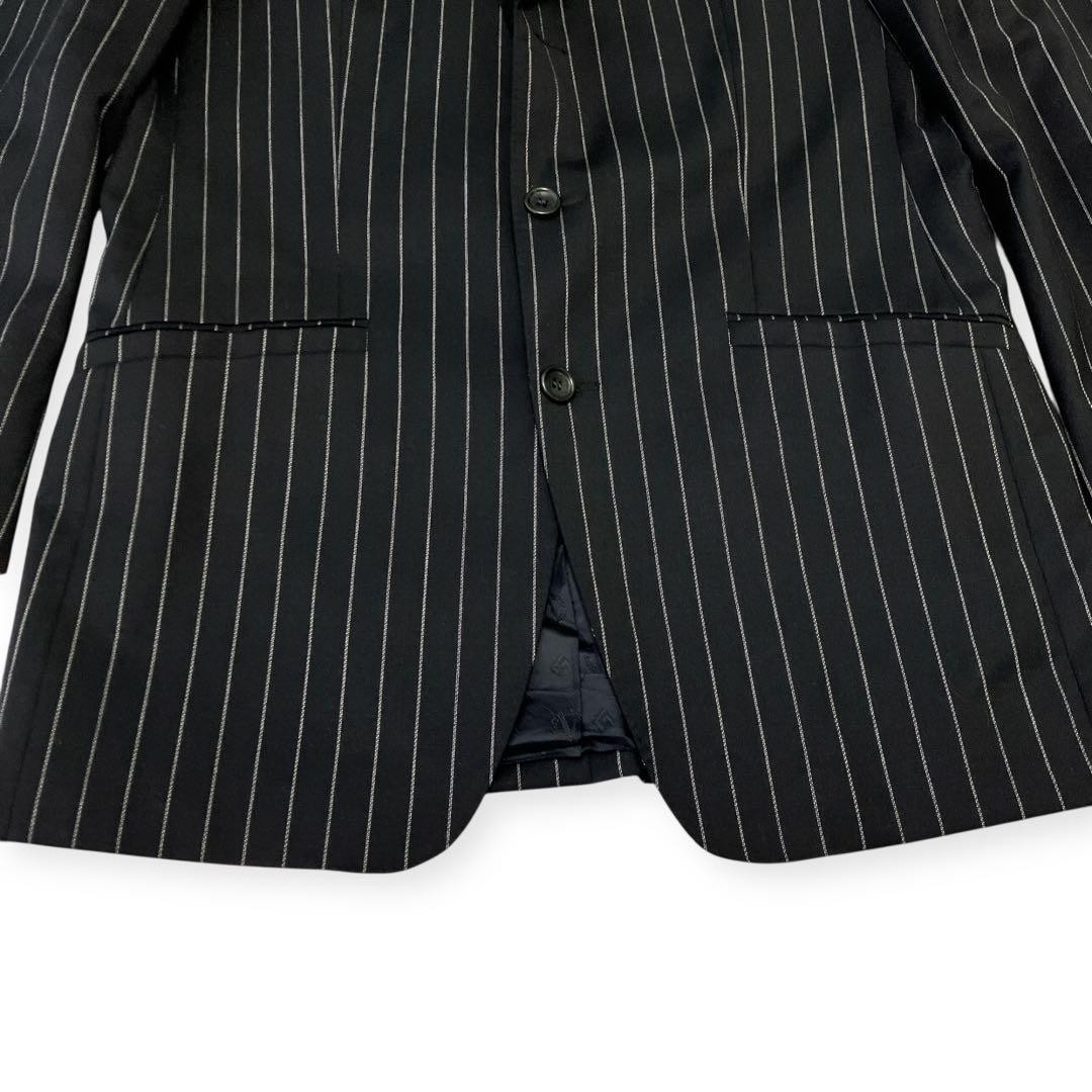 Versace Collection Mens Wool Stretch Suit Black Stripe IT 48 R 28U3X7 4P201003