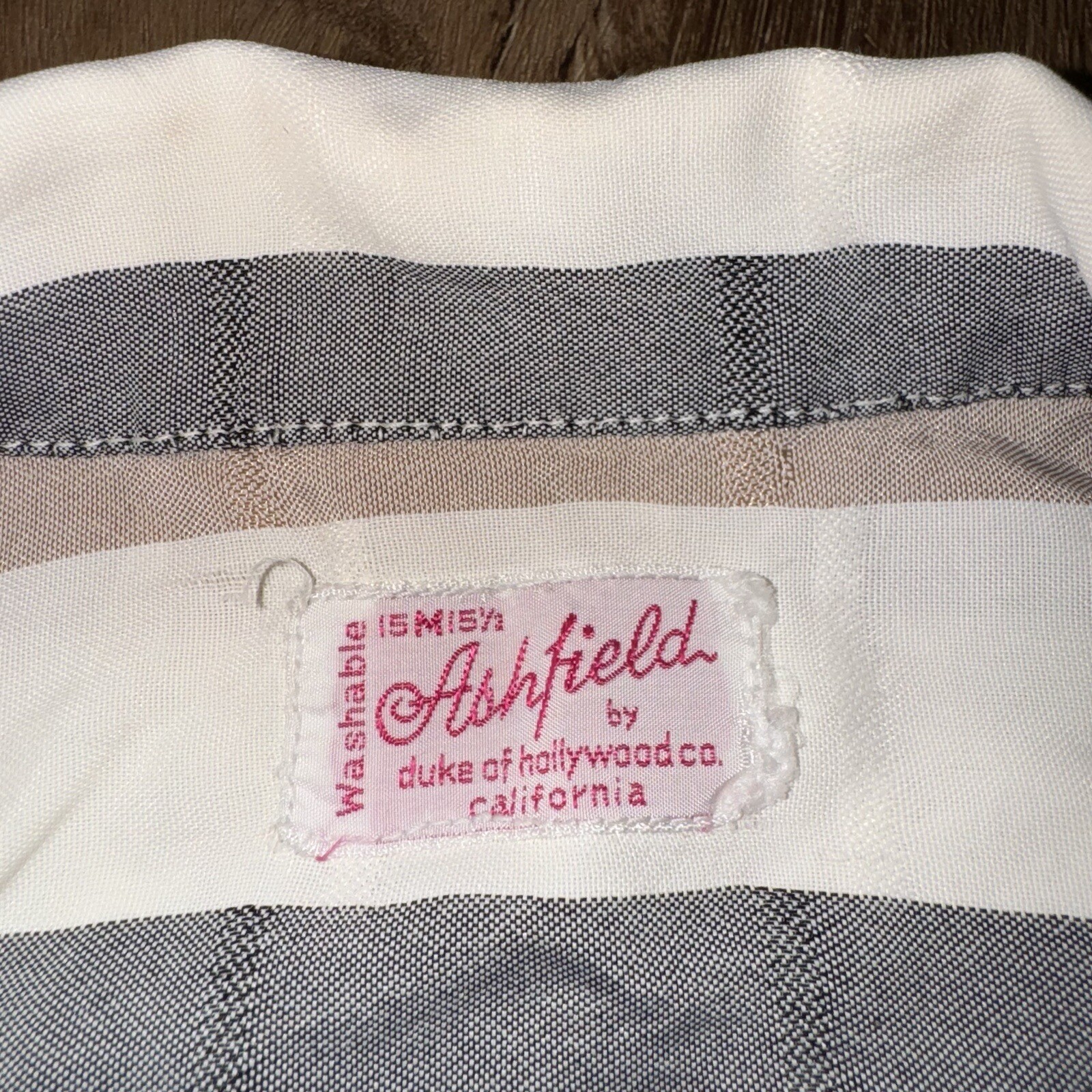 Ashfield Duke of Hollywood Shirt Rayon Loop Collar Vintage 50s 60s Mens Medium