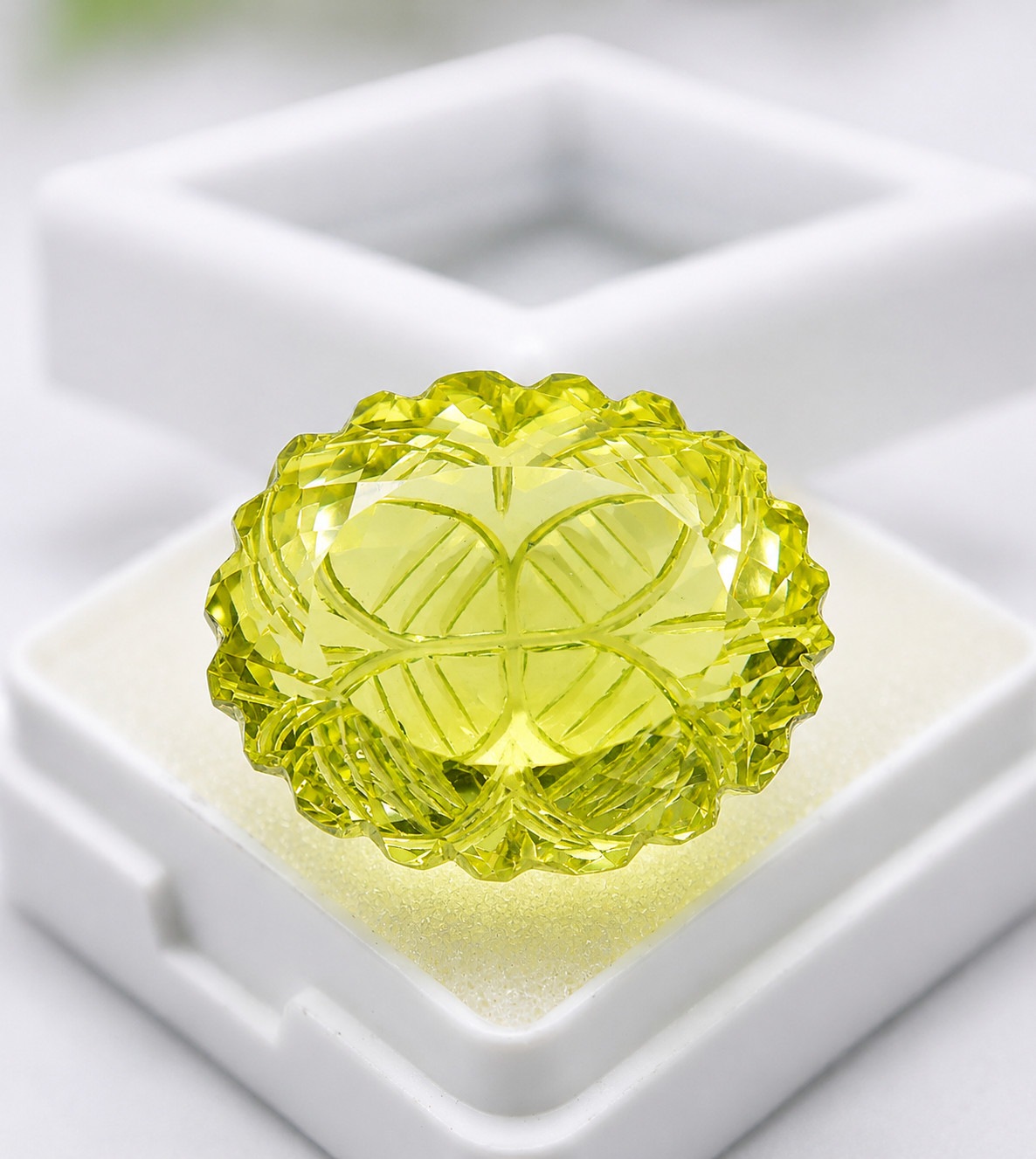 Natural Yellow Lemon Quartz Flower Shape Oval Cut Loose Gemstone 27.70Ct
