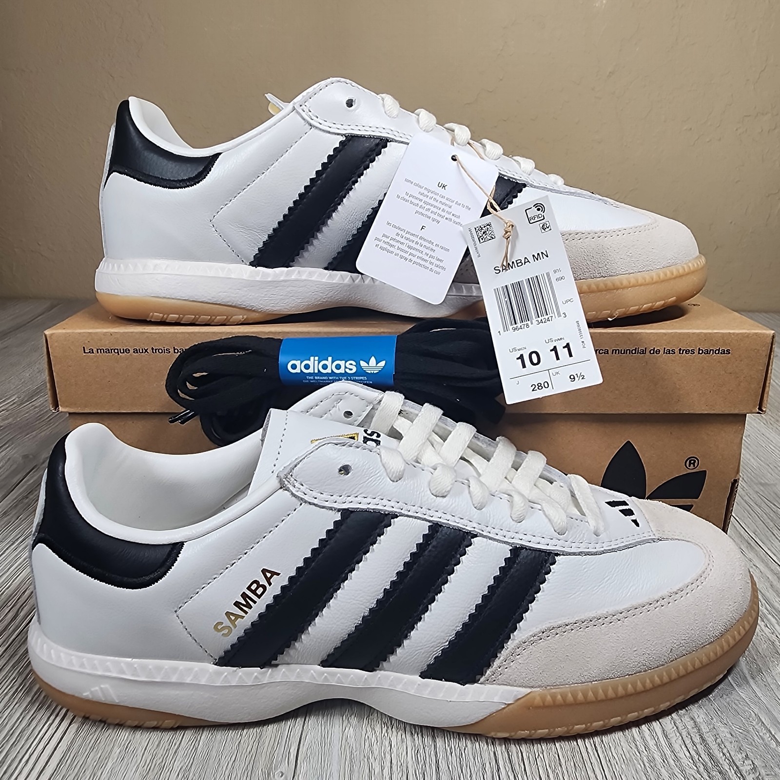 Adidas Originals Samba MN Sneaker White/Black Mens Sizes 9-13 New IF1953