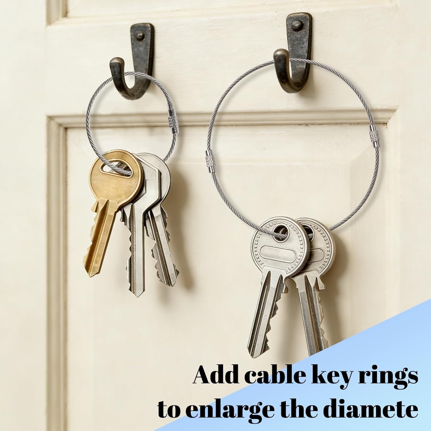 10Pcs Stainless Steel Wire Keychains Cable Key Rings Loop Screw Lock Outdoor 6″