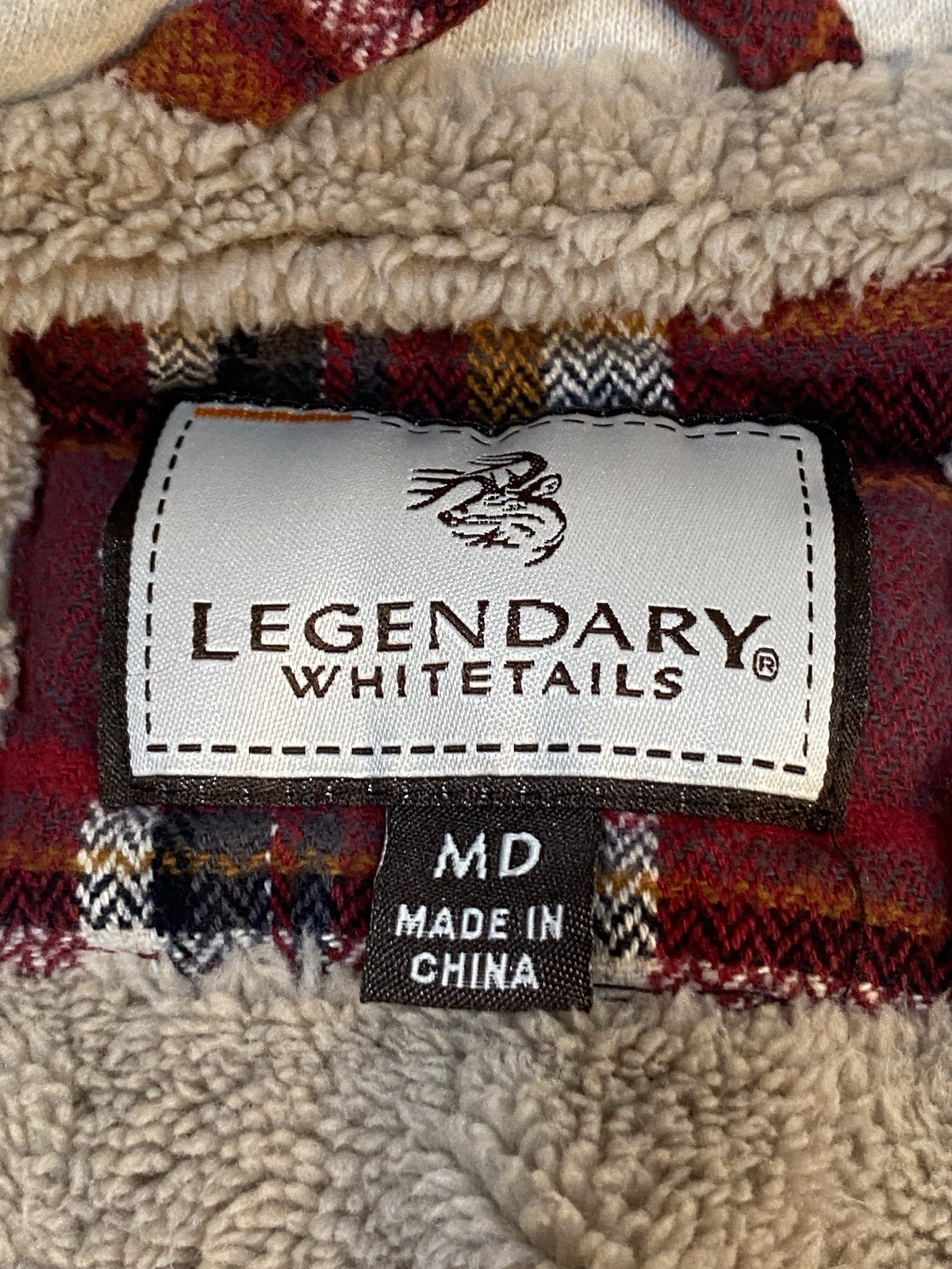 Legendary Whitetails Jacket Plaid Lined Flannel Sherpa Thermal Size Med