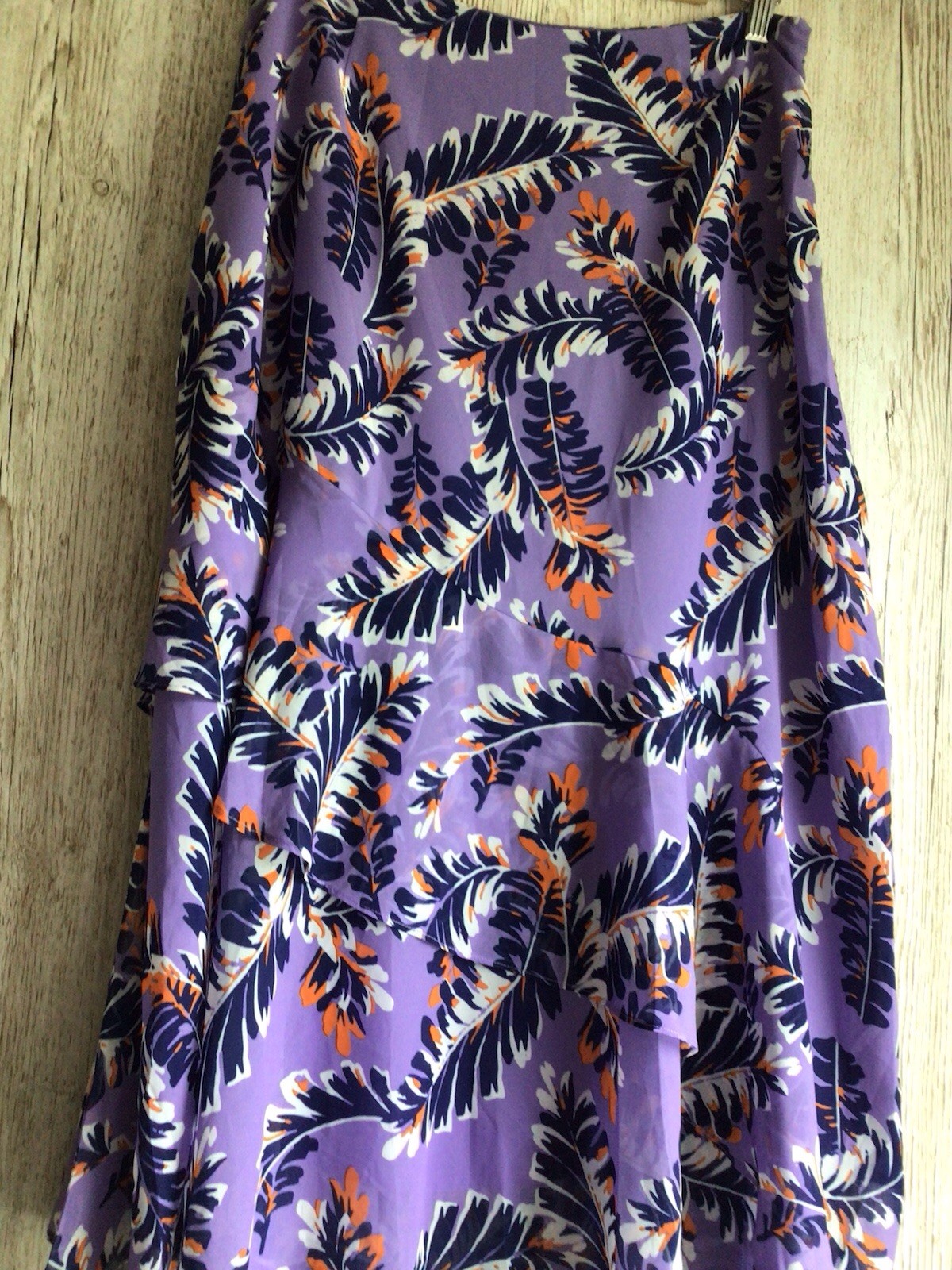 Whistles Purple Orange Blue A Line Tiered Skirt Size 14 Fully Lined