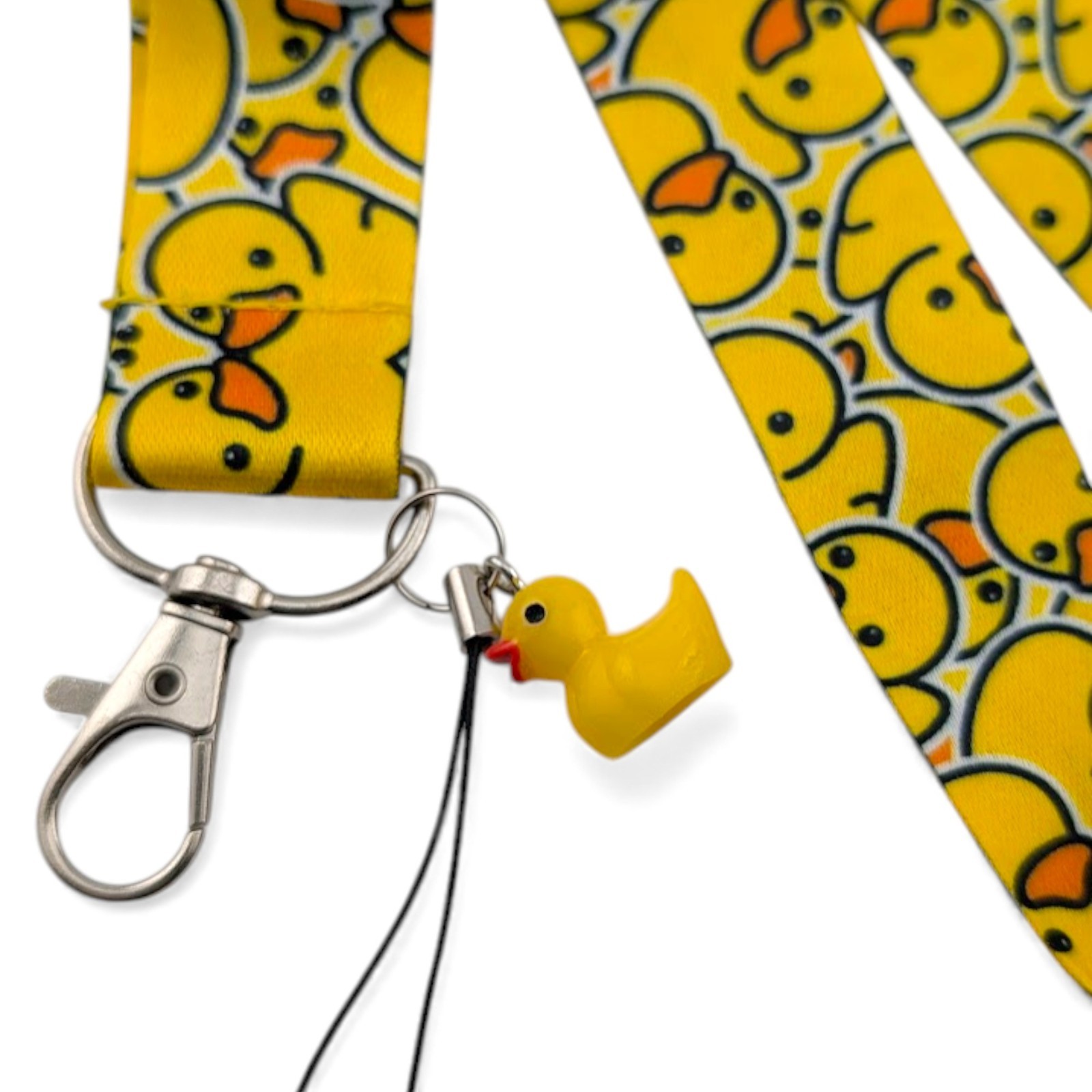 YELLOW RUBBER DUCKIE LANYARD duck toy plastic charm neck strap key ring Y2