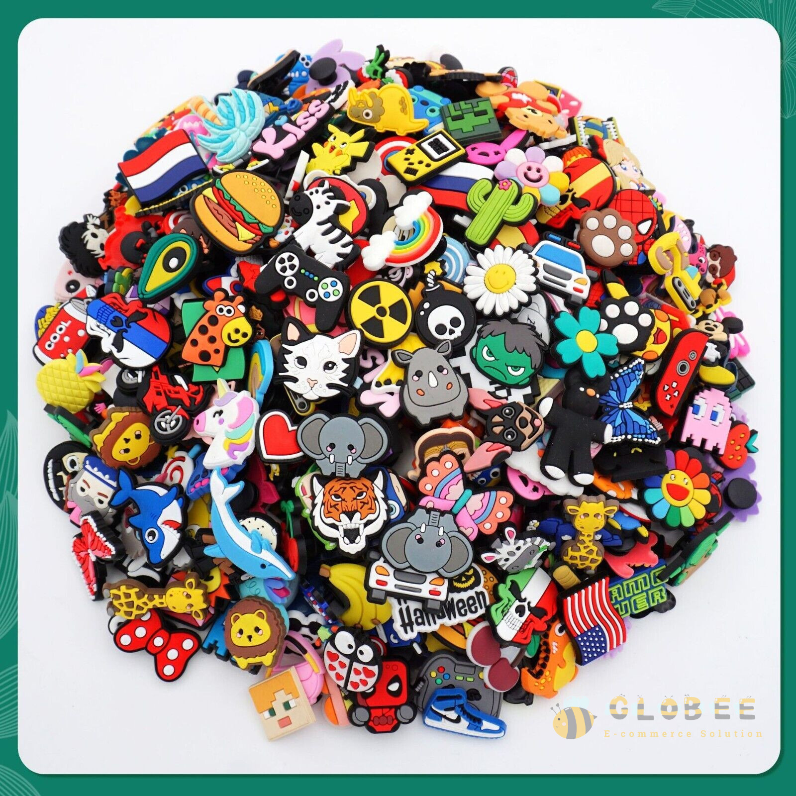 Lot of 100 PCS Random Different Clip Shoe Charms for Shoe Decoration Lovely Cool