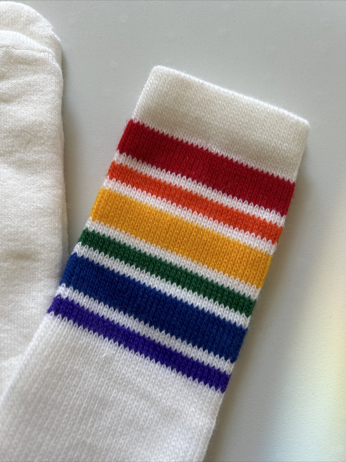 VTG Rainbow Tube Socks Orlon Acrylic 1980s 10-13 Gay Pride NOS Unisex 90s.
