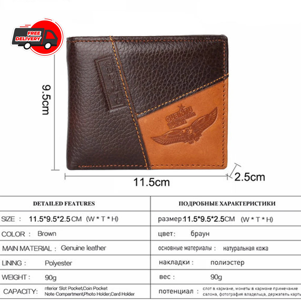 Genuine Leather Men Wallets Coin Pocket Zipper Real Men’s Leather Wallet