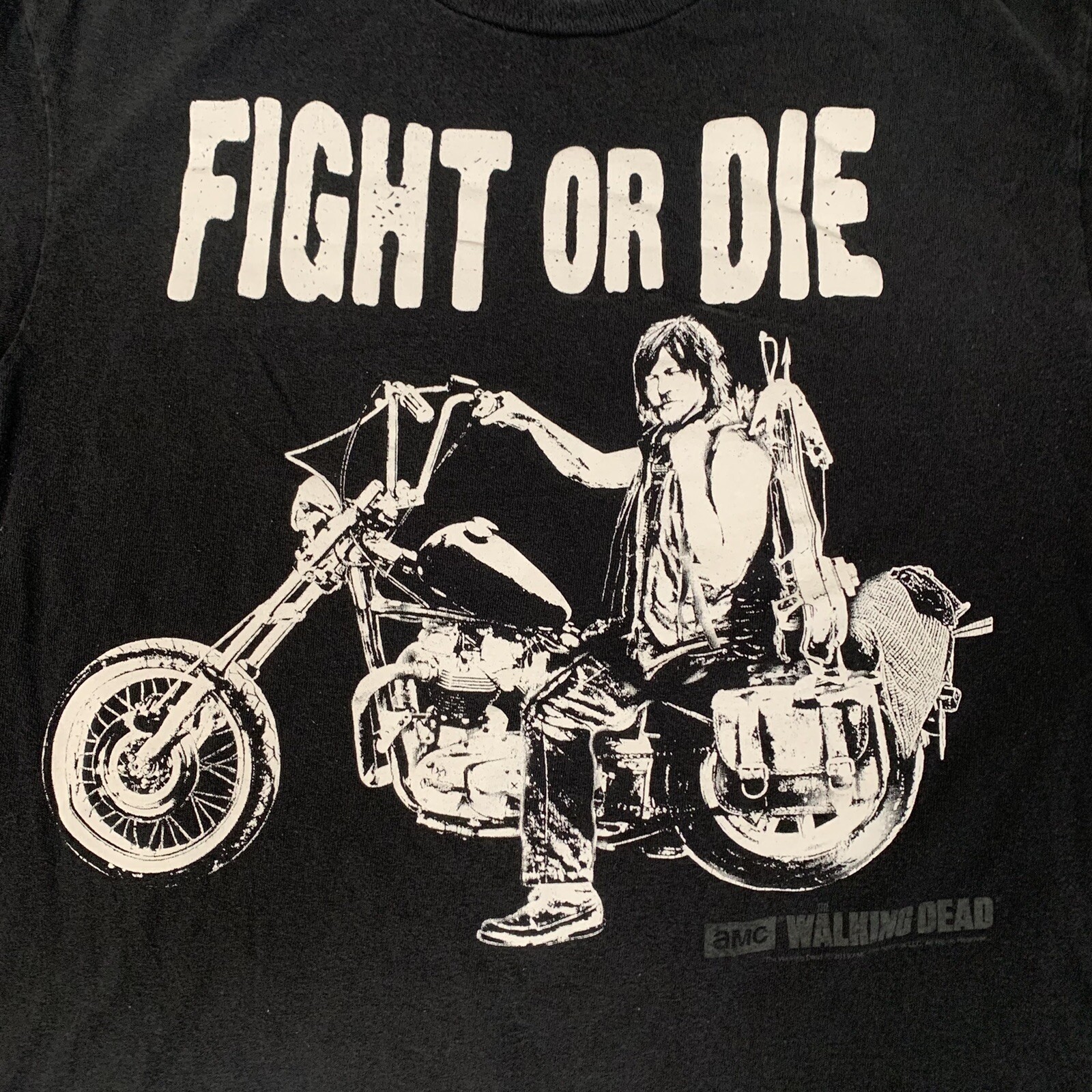 Fight or Die Black T-Shirt Walking Dead Daryl Dixon Delta Pro Weight Mens M