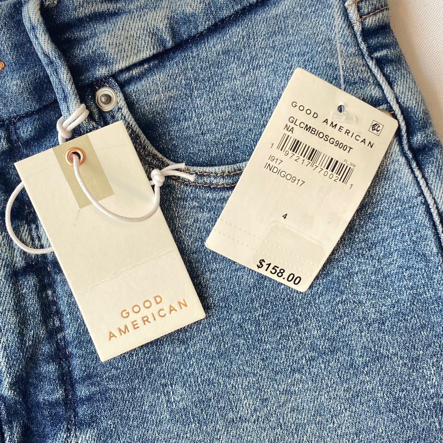 Good American Good Legs Crop Mini Boot Jeans Skinny Fit Womens 4 Indigo 917 NWT