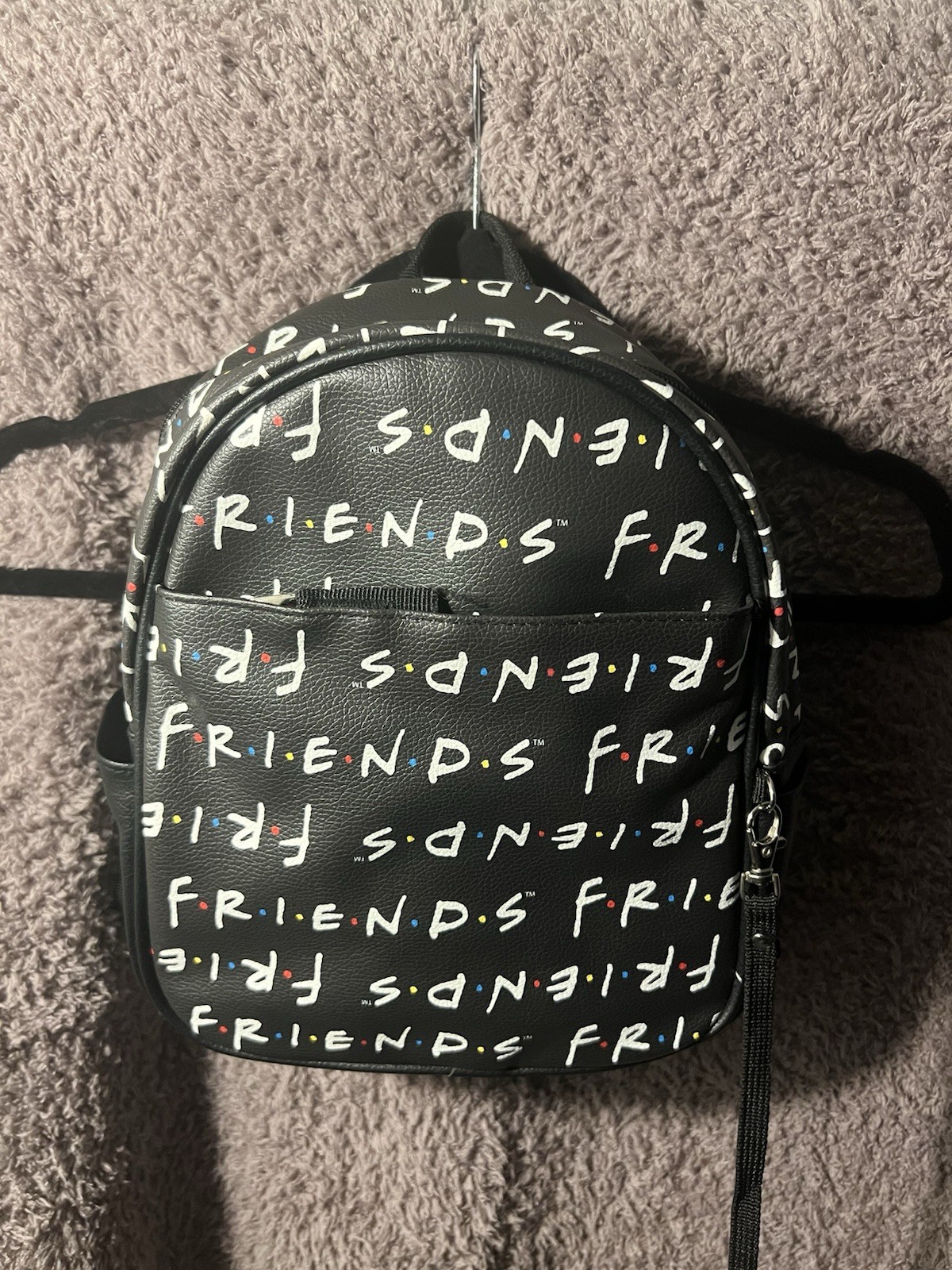 Friends TV Show Mini Backpack 10.5” Black Friends Logo With Taxi Cab Coin Purse