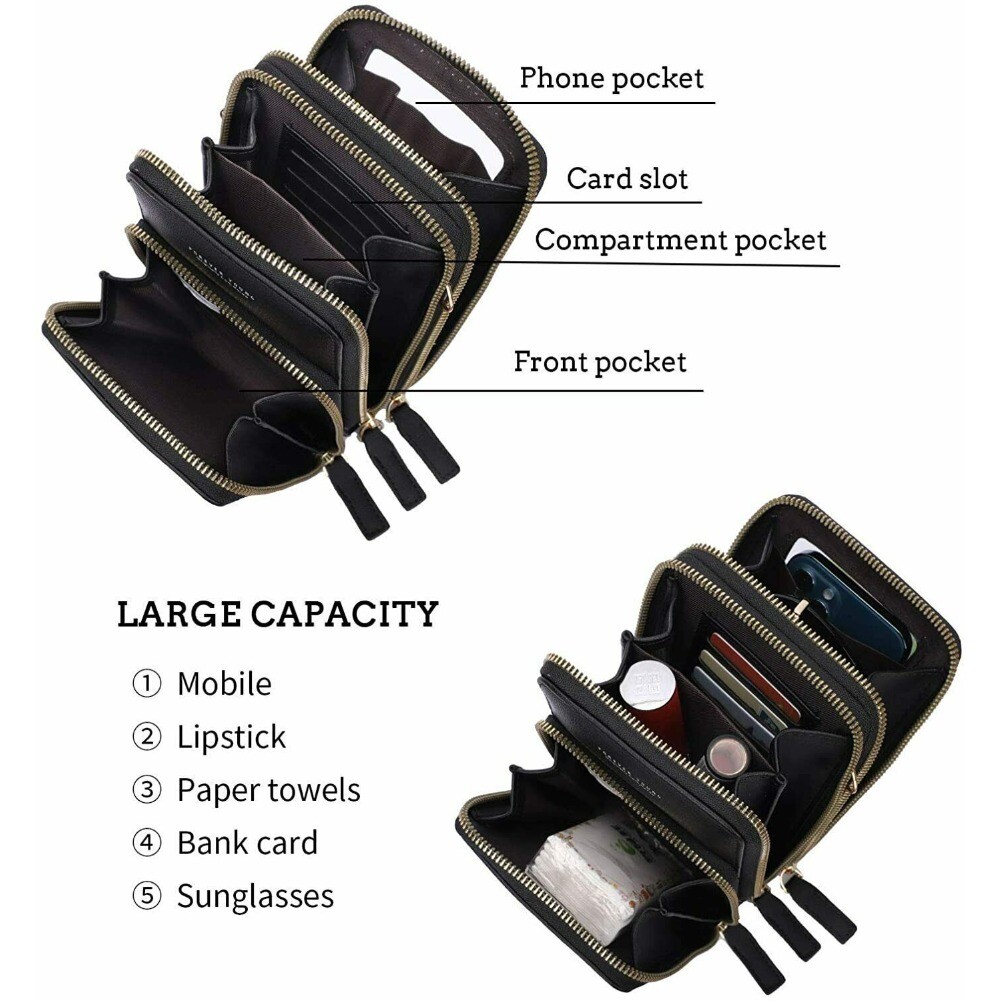 Small Crossbody Cell Phone Purse with Large Touch Screen for Women Mini Handbag