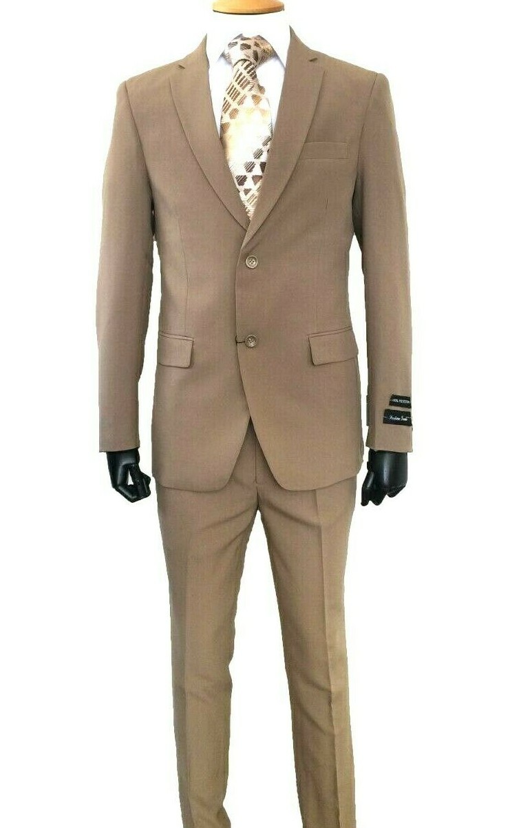 Men’s Formal Slim Fit Suit 2 Piece Two Button Solid Colors (10) Jacket & Pants