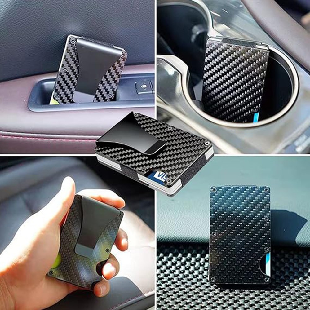 ST Men’s Slim Money Clip Carbon Fiber Wallet ID Credit Card Holder