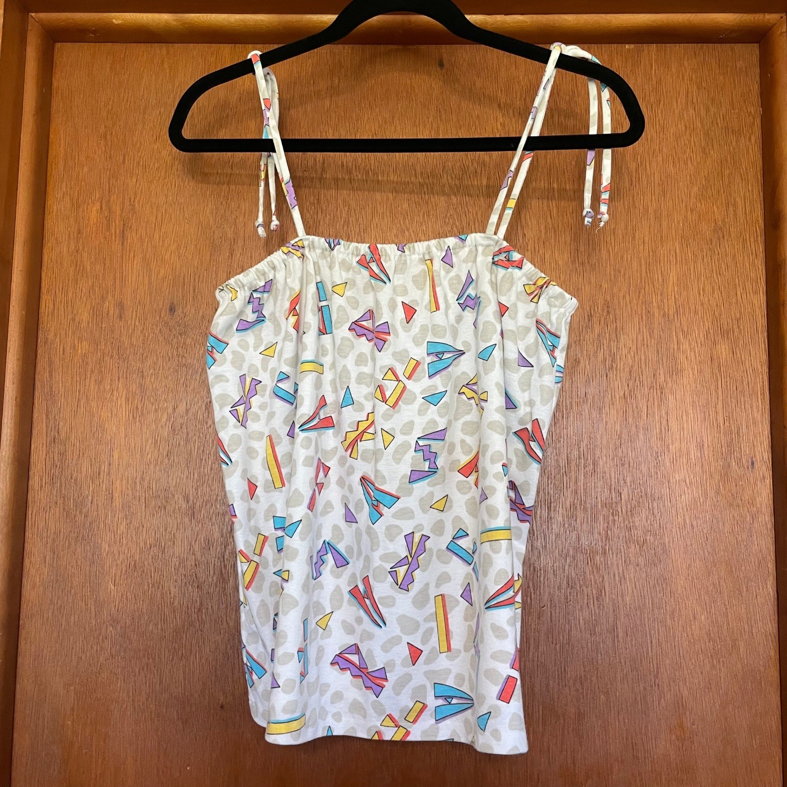 VTG 80s-90s Cami Tank Top Lot Paint Splatter Memphis Geometric Triangles Retro