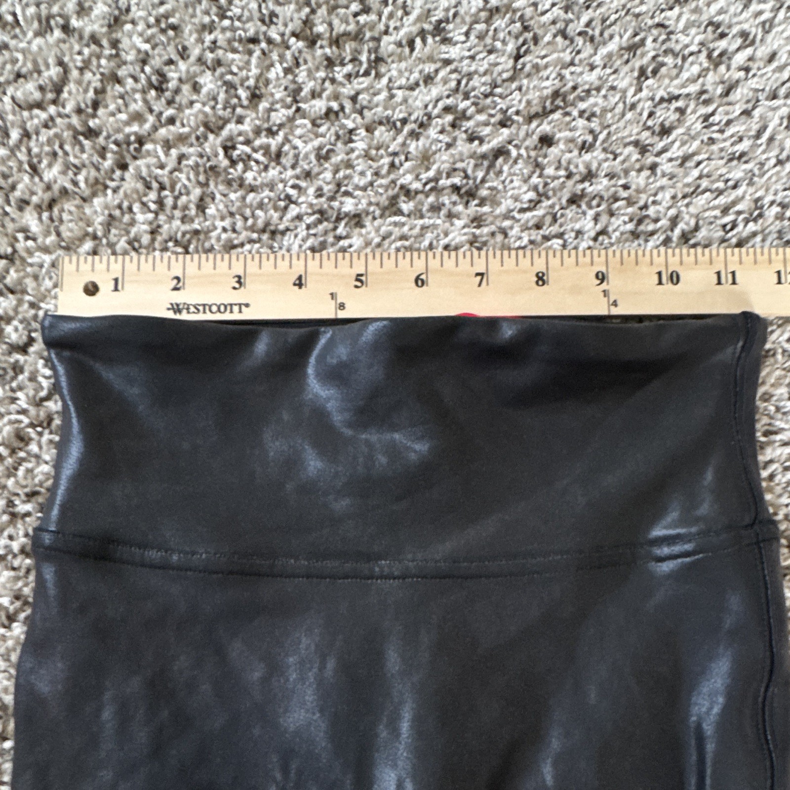 SPANX High-Waisted Firm Shapewear Leather Look Leggings Black S/P Stretch