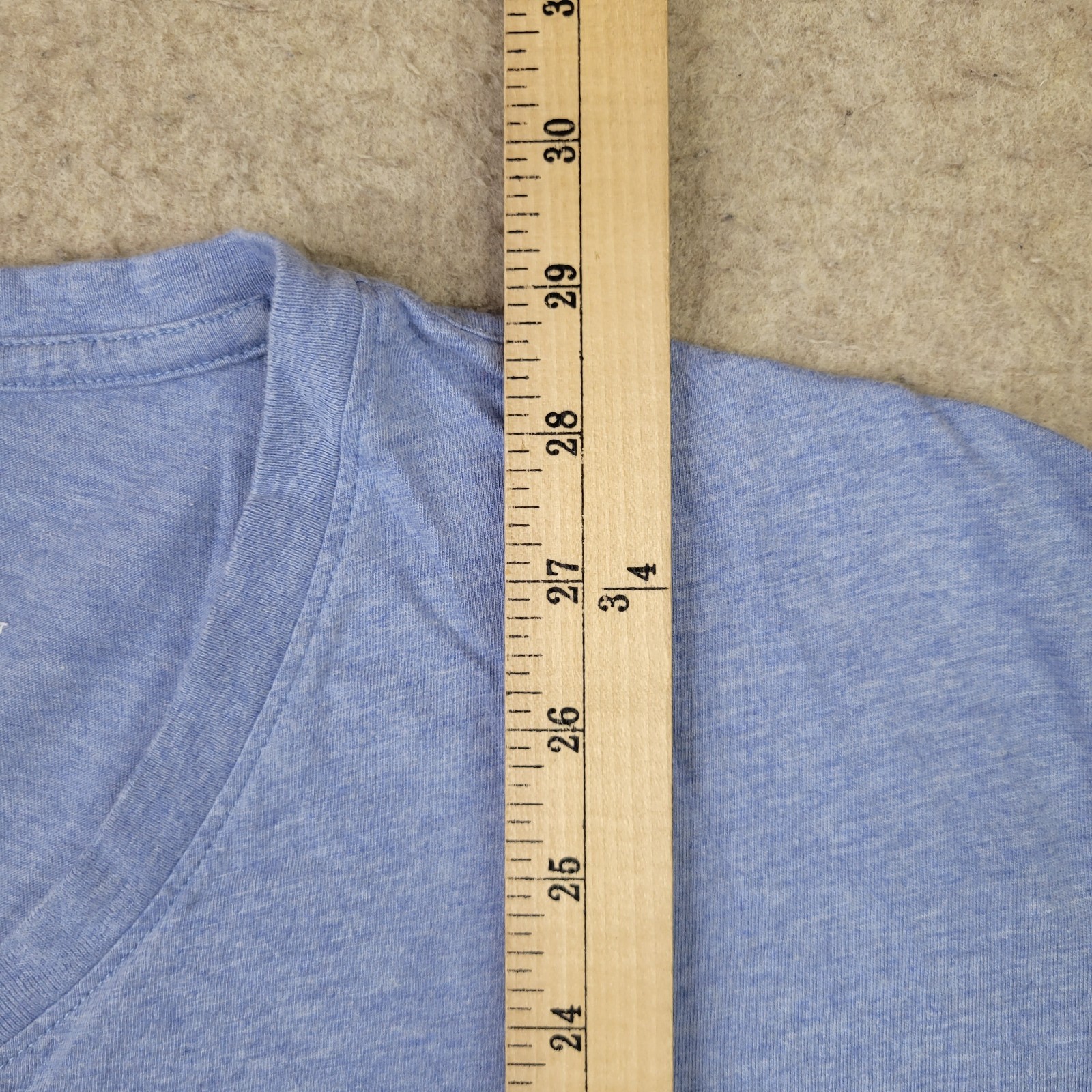 Psycho Bunny V Neck Shirt Mens L Size 8 Blue Heathered Pima Cotton Logo