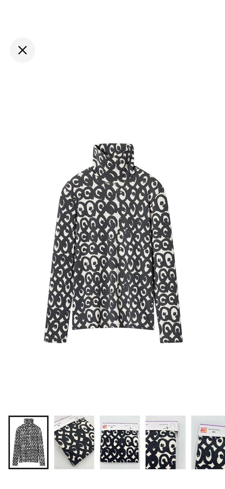 UNIQLO Marimekko HEATTECH Turtleneck Top Women’s M Black Swirl Limited Edition