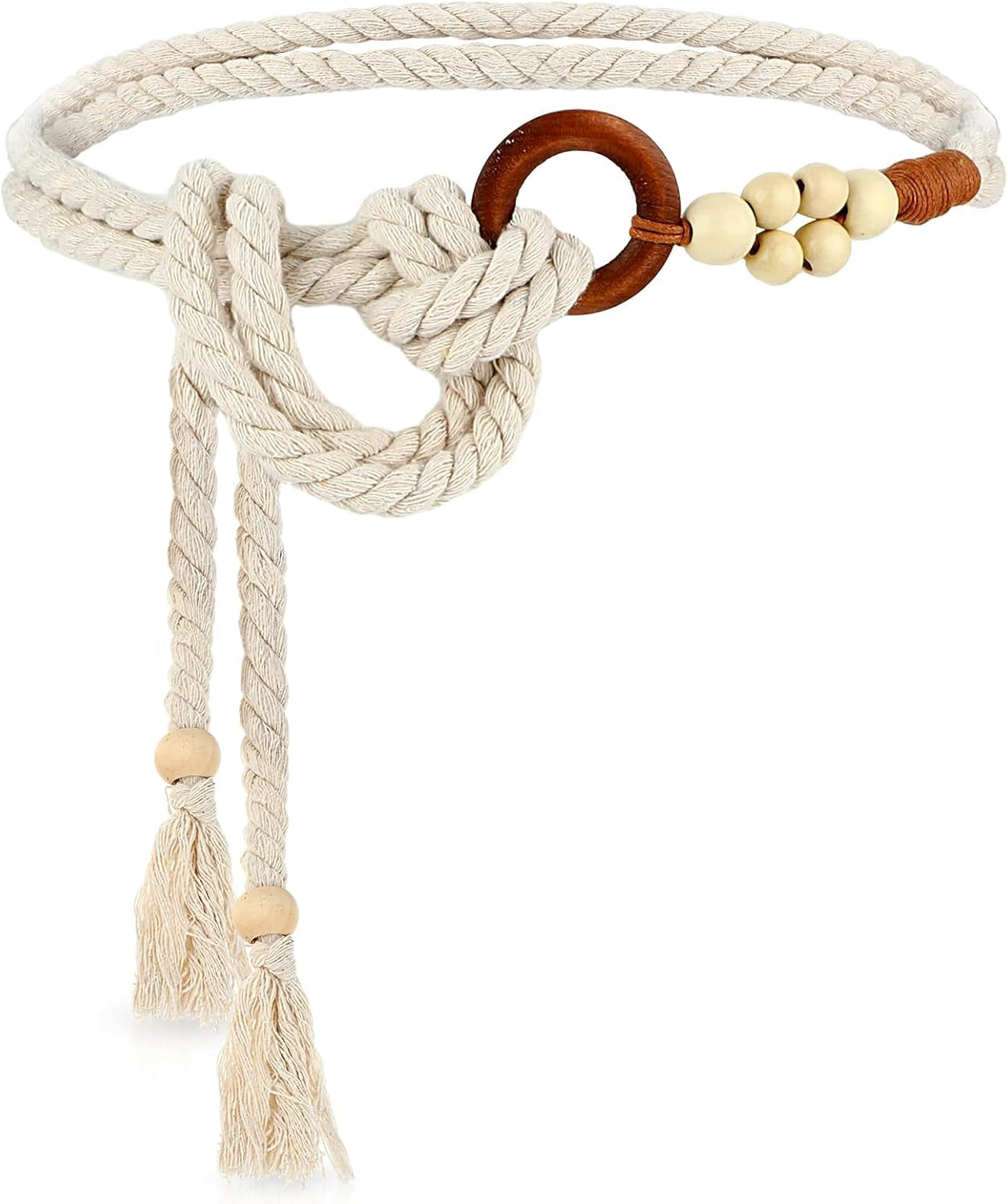 Women’s Tassel Braided Waist Belt, Skinny Woven Belt for Dress Waist Belt Rope C