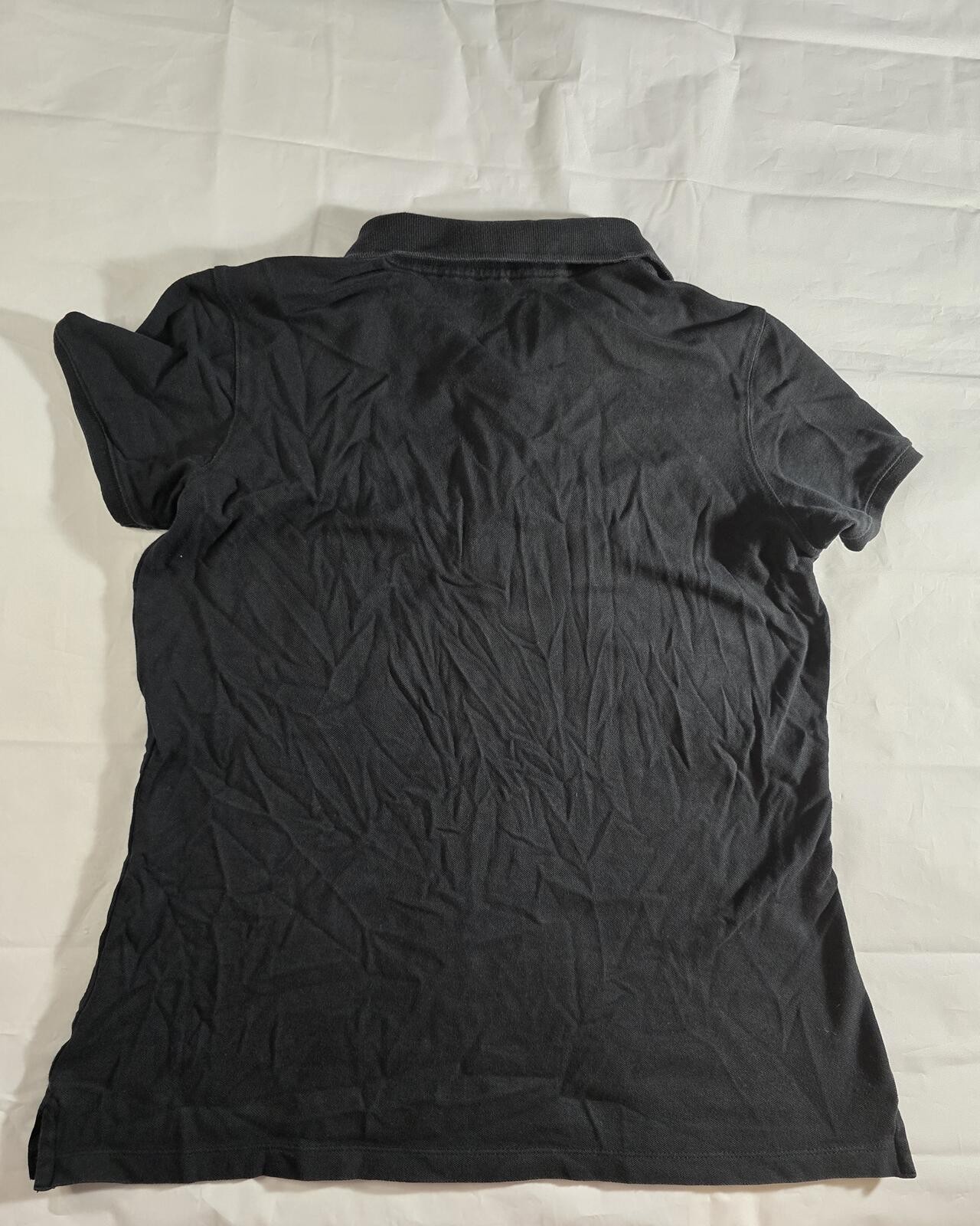 LL Bean Womens Short Sleeve Polo Shirt Black Slightly Fitted Pique Size S