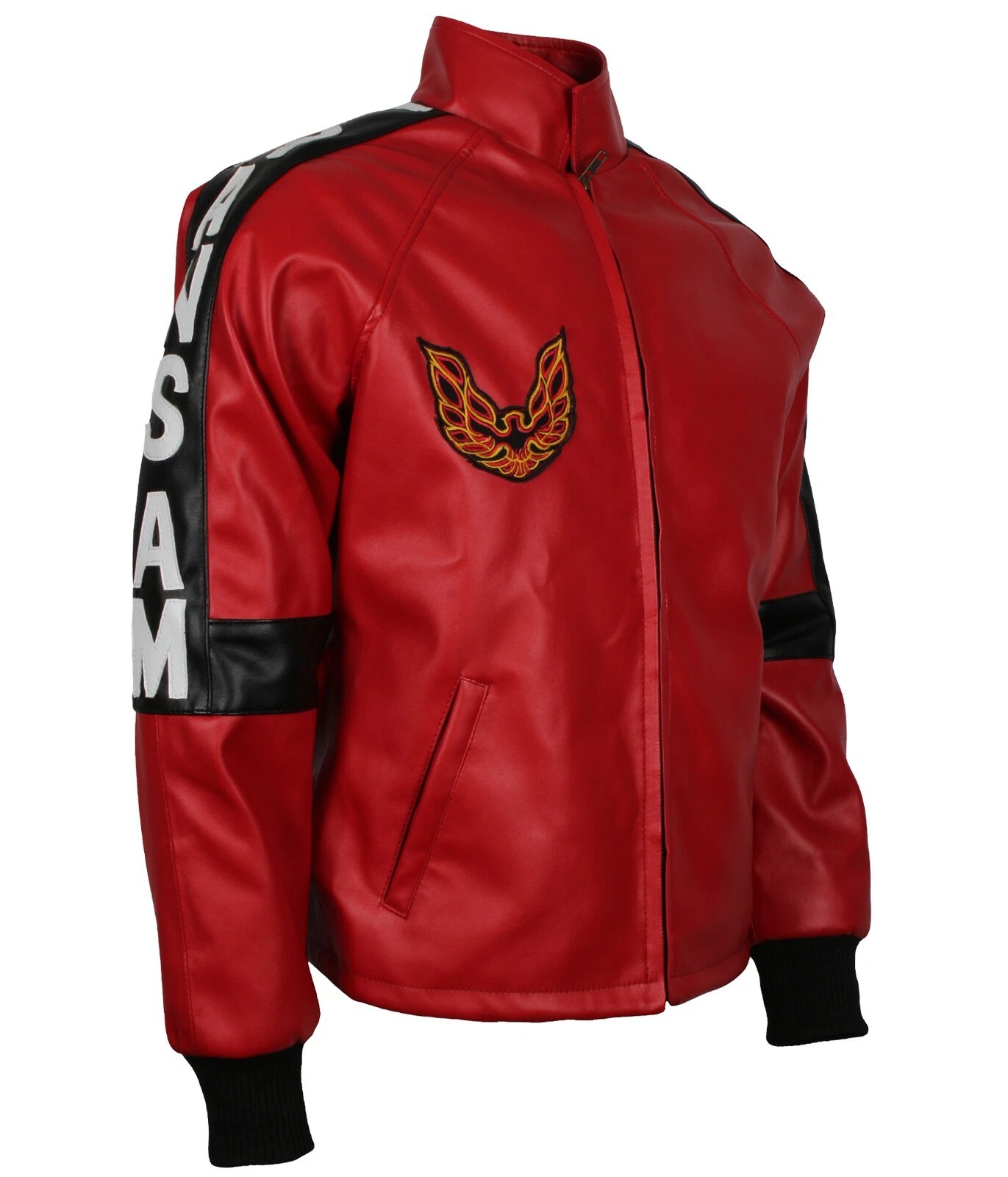 Mens Biker Burt Reynolds Smokey and the Bandit Red Trans Am Real Leather Jacket