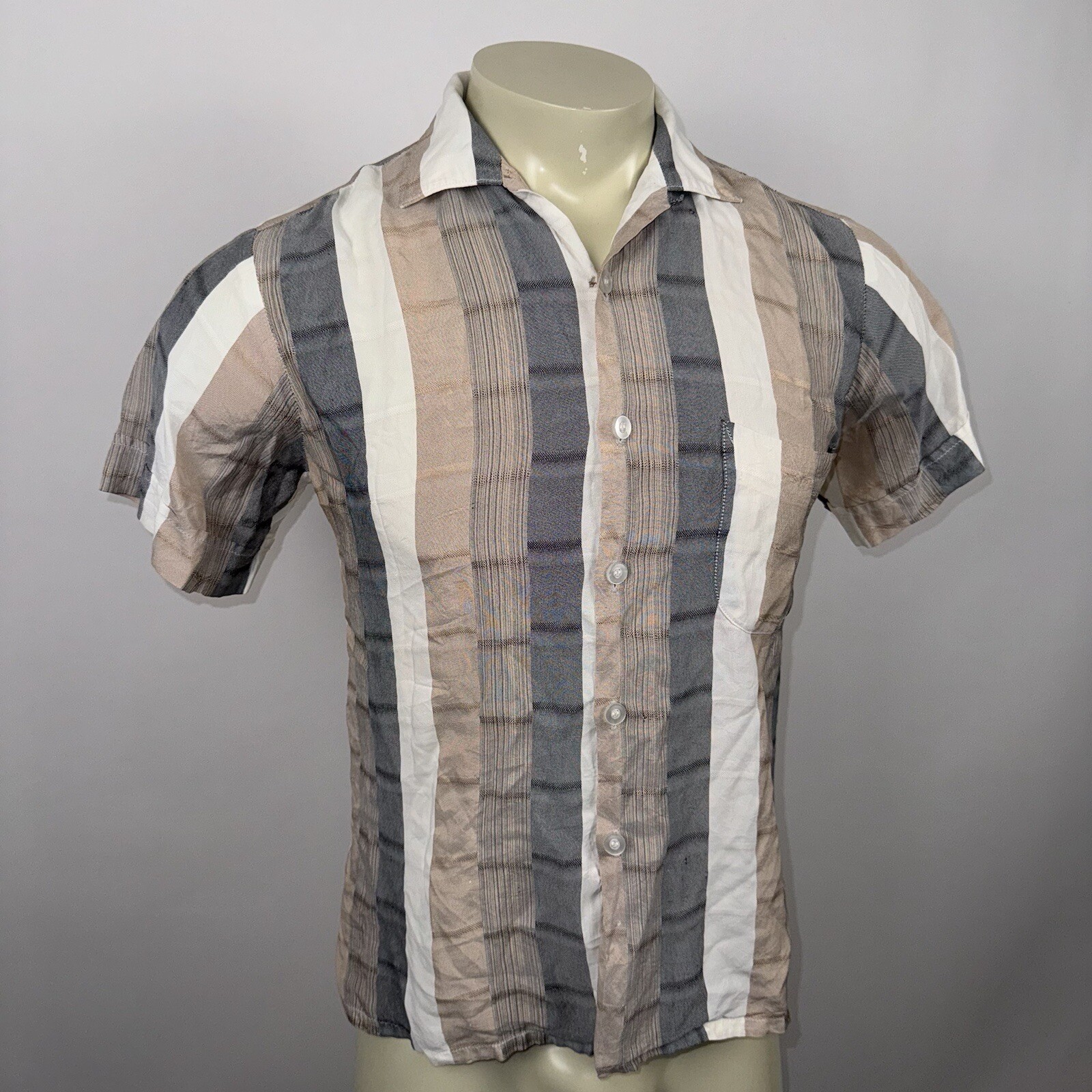 Ashfield Duke of Hollywood Shirt Rayon Loop Collar Vintage 50s 60s Mens Medium