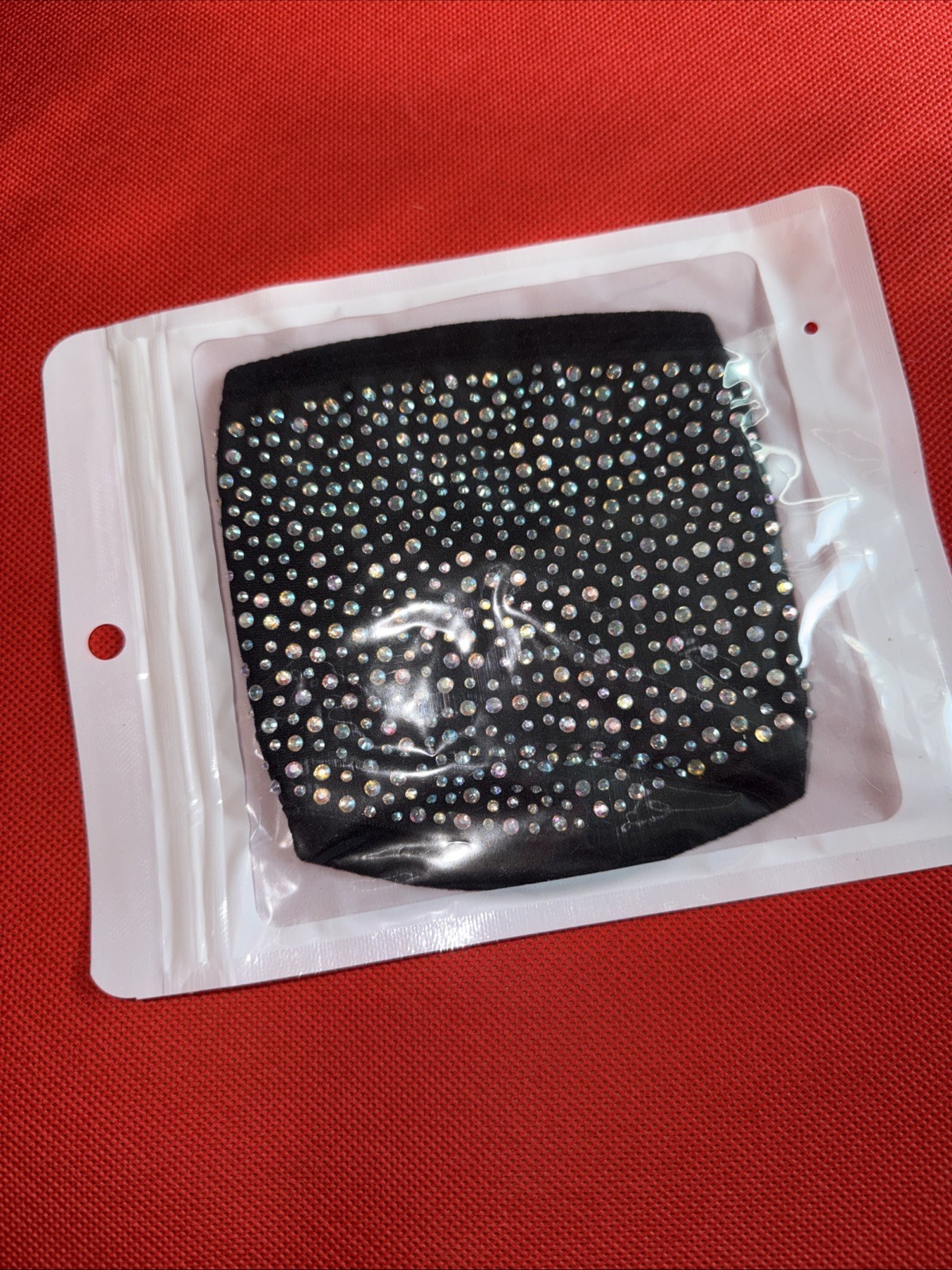 Sparkly Rhinestone Bling Face Mask Black Rave Festival Glam Costume Studded