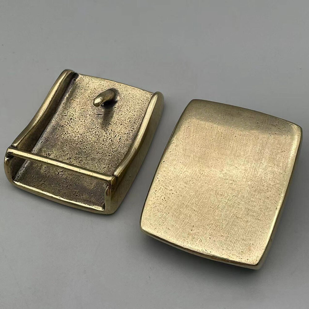 Retro Solid Brass/White Copper Simple Belt Buckle Leather Craft Hand Made DIY