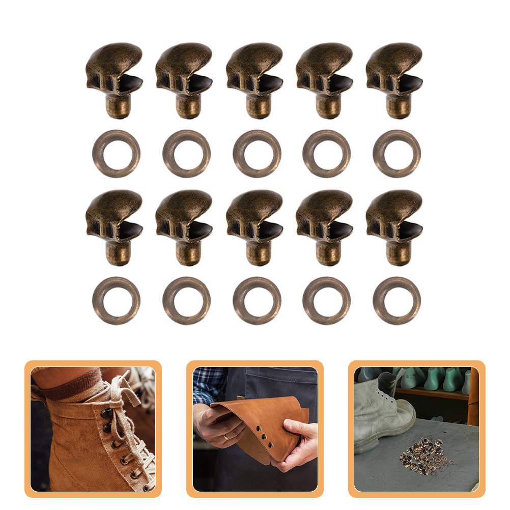 10Pcs Boot Shoe Buckles Metal Lace Repair Kit Dark Brown for Hiking and Camping