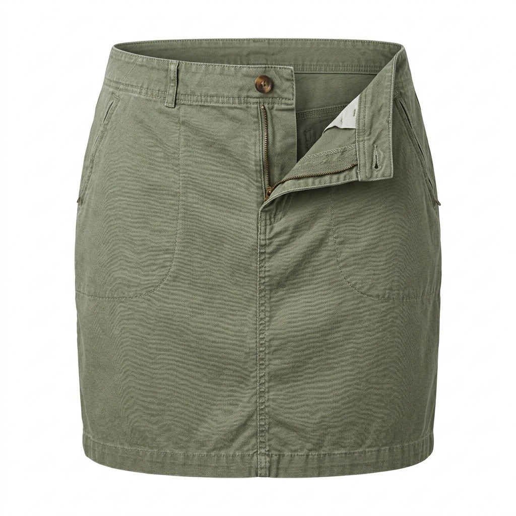 Eddie Bauer Womens Olive Green Canvas Utility Mini Skirt Outdoor Casual