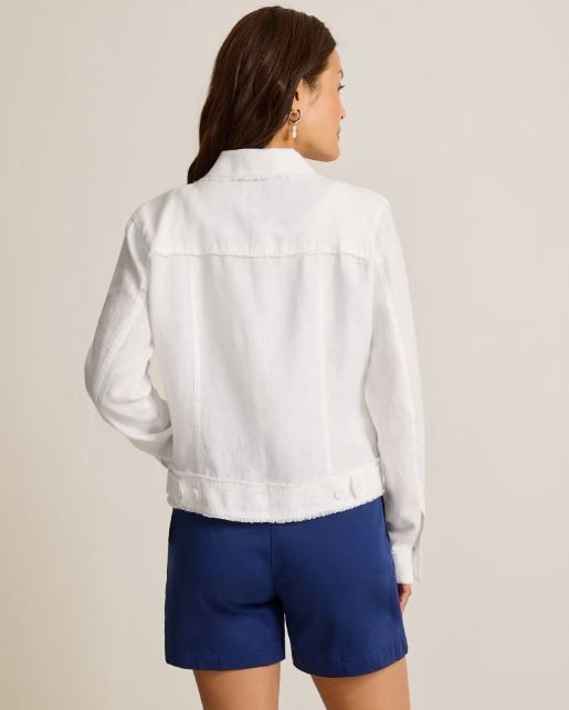 Tommy Bahama Two Palms Linen Raw Edge Jacket Women’s White Lightweight