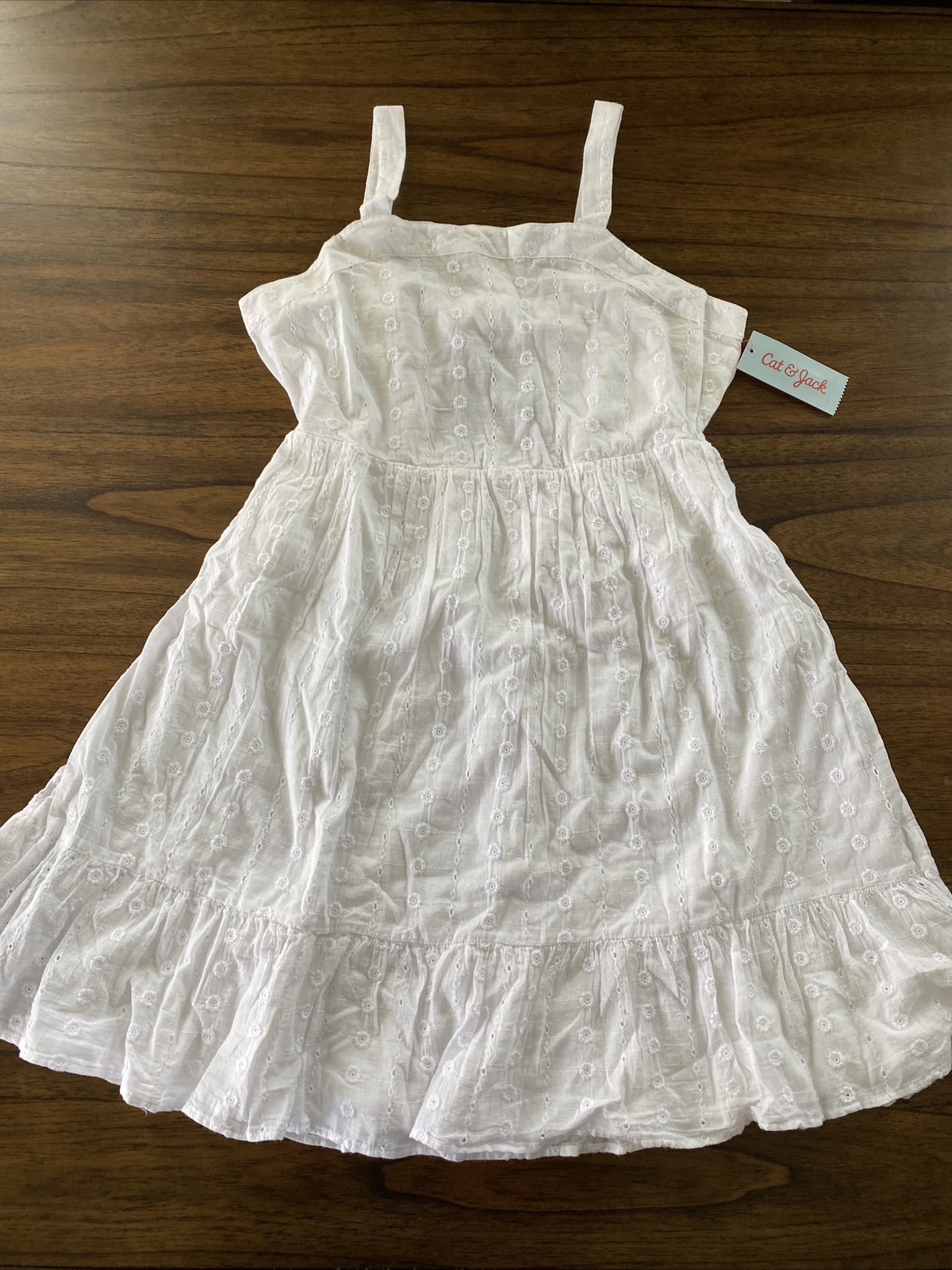 White Girls’ Tie-Back Sleeveless Woven Dress – Cat & Jack, Size XXL (18), Cotton
