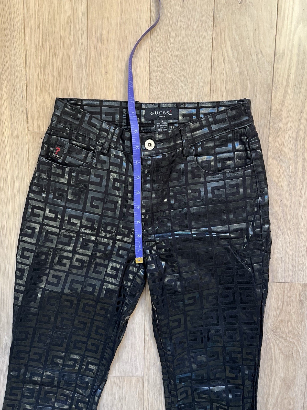 Guess Jeans Glamour 24 Vintage Shiny Black Pattern – Rare