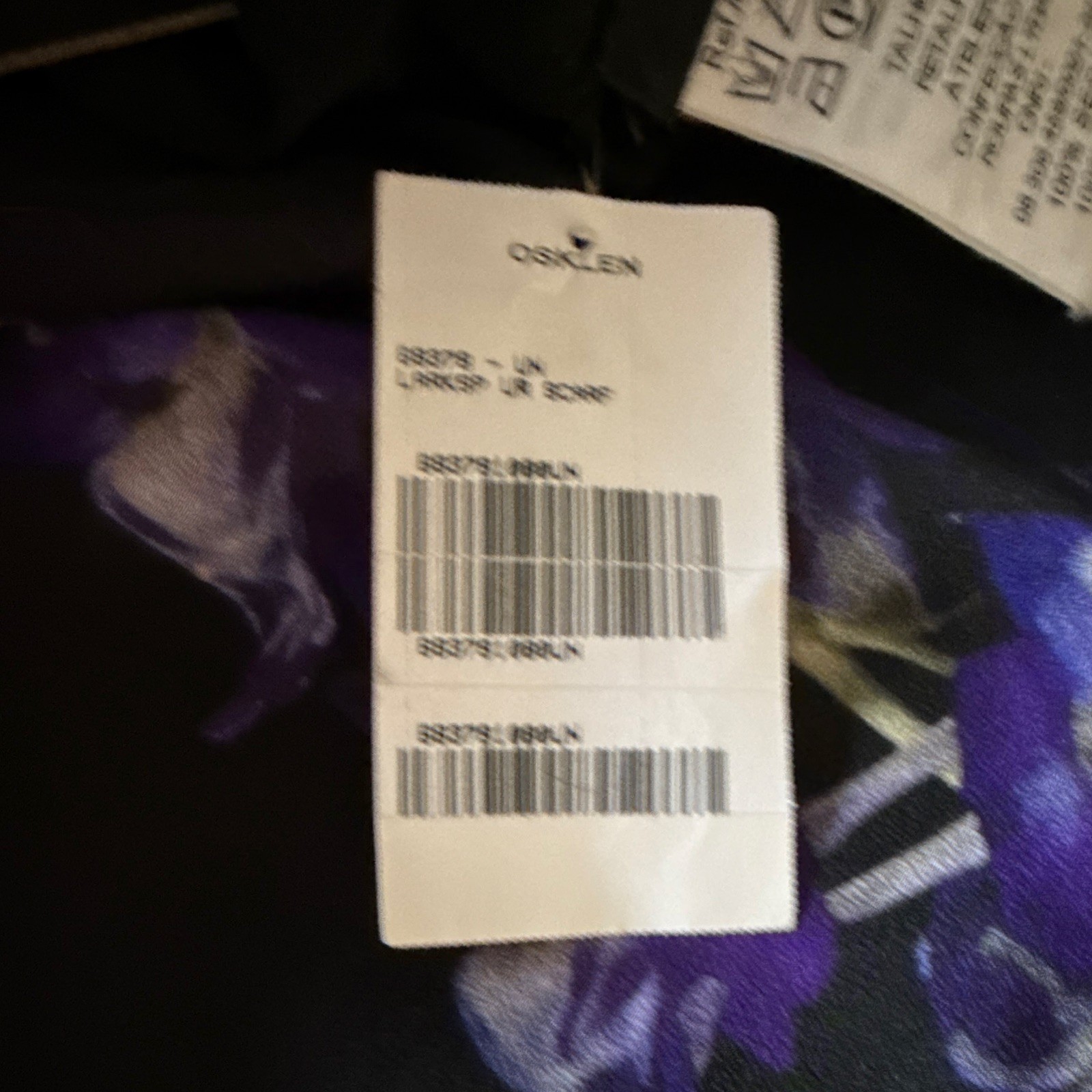 OSKLEN Women’s S Black Purple Floral Silk large scarf